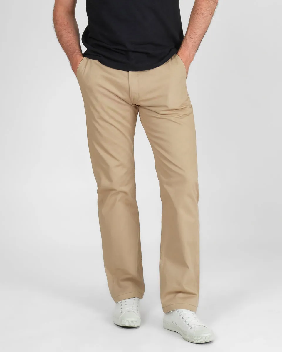 9oz Mercerised Selvedge Cotton Relaxed Tapered Cut Chinos - Khaki sold by Iron Heart product image thumbnail 2