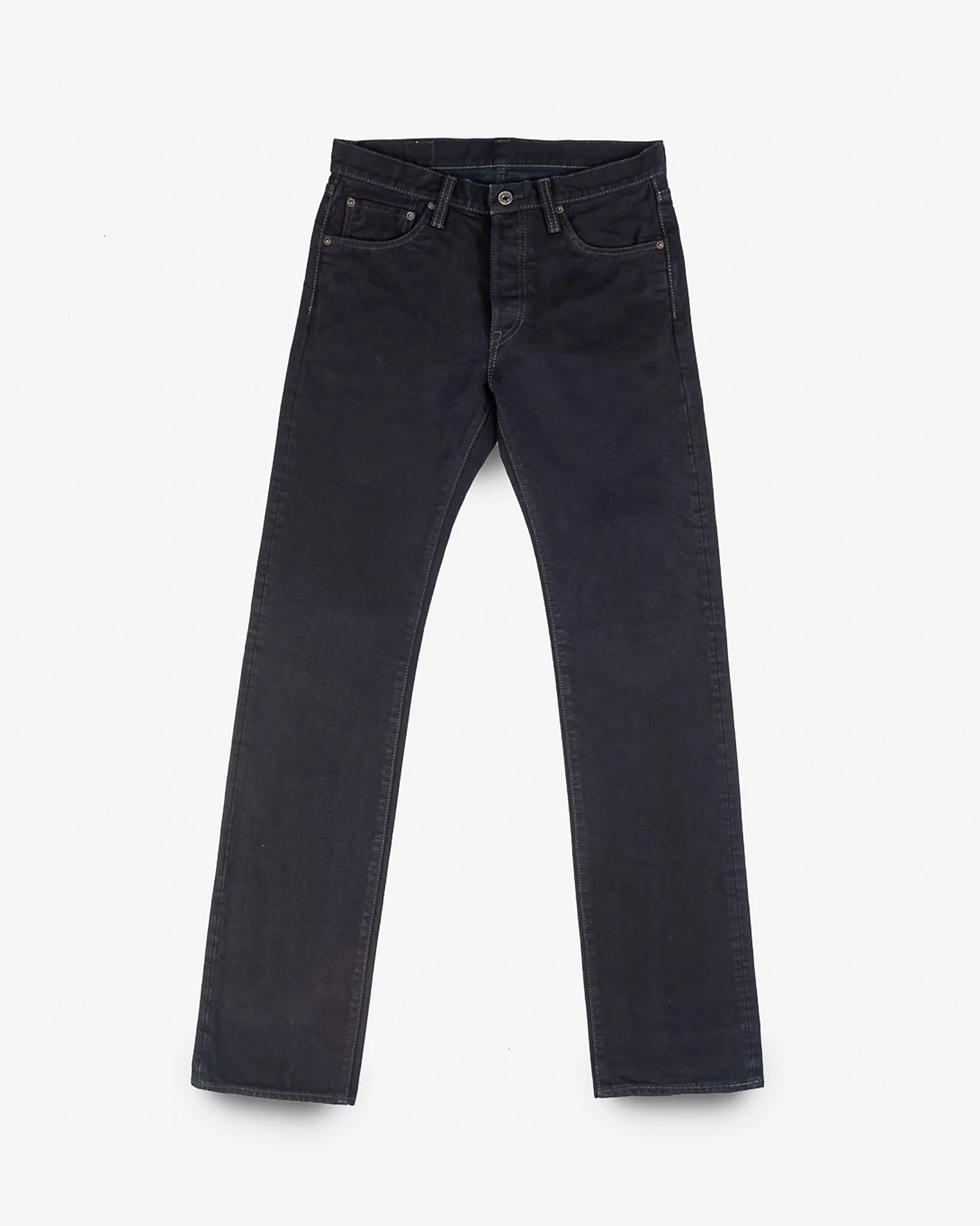 14oz Selvedge Denim Slim Straight Cut Jeans - Indigo Overdyed Black sold by Iron Heart