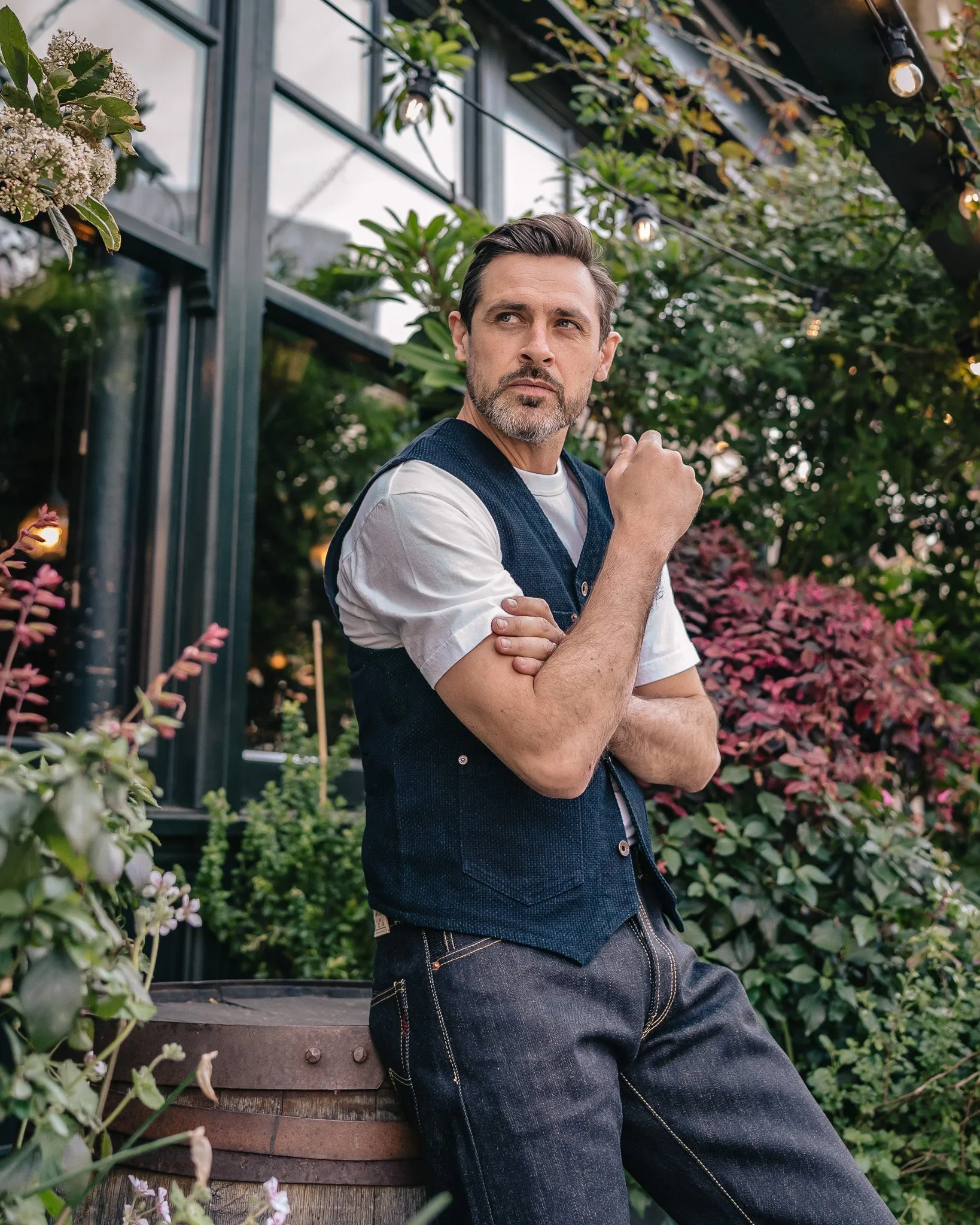 14oz Sashiko Dobby Cloth / Duck Work Vest - Indigo sold by Iron Heart product image thumbnail 4