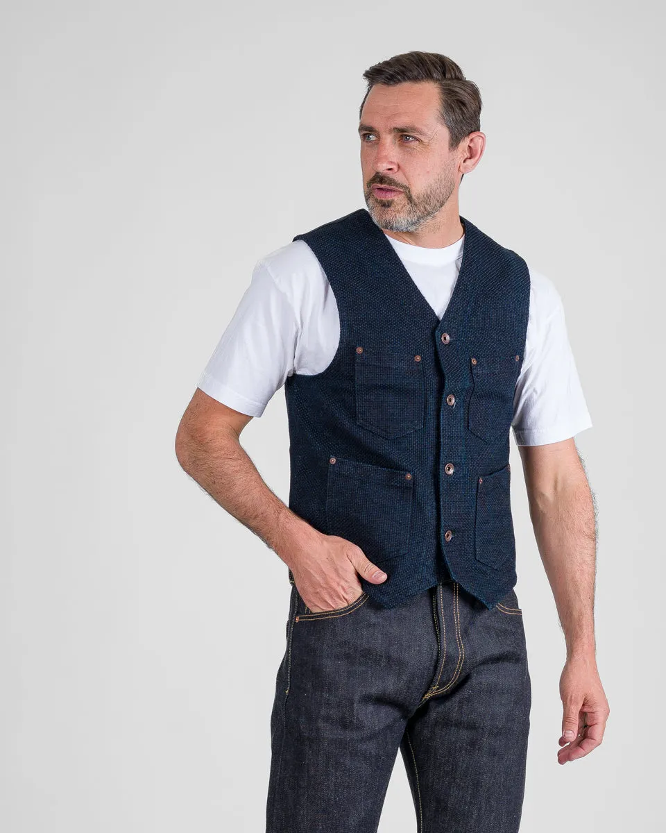 14oz Sashiko Dobby Cloth / Duck Work Vest - Indigo sold by Iron Heart product image thumbnail 2