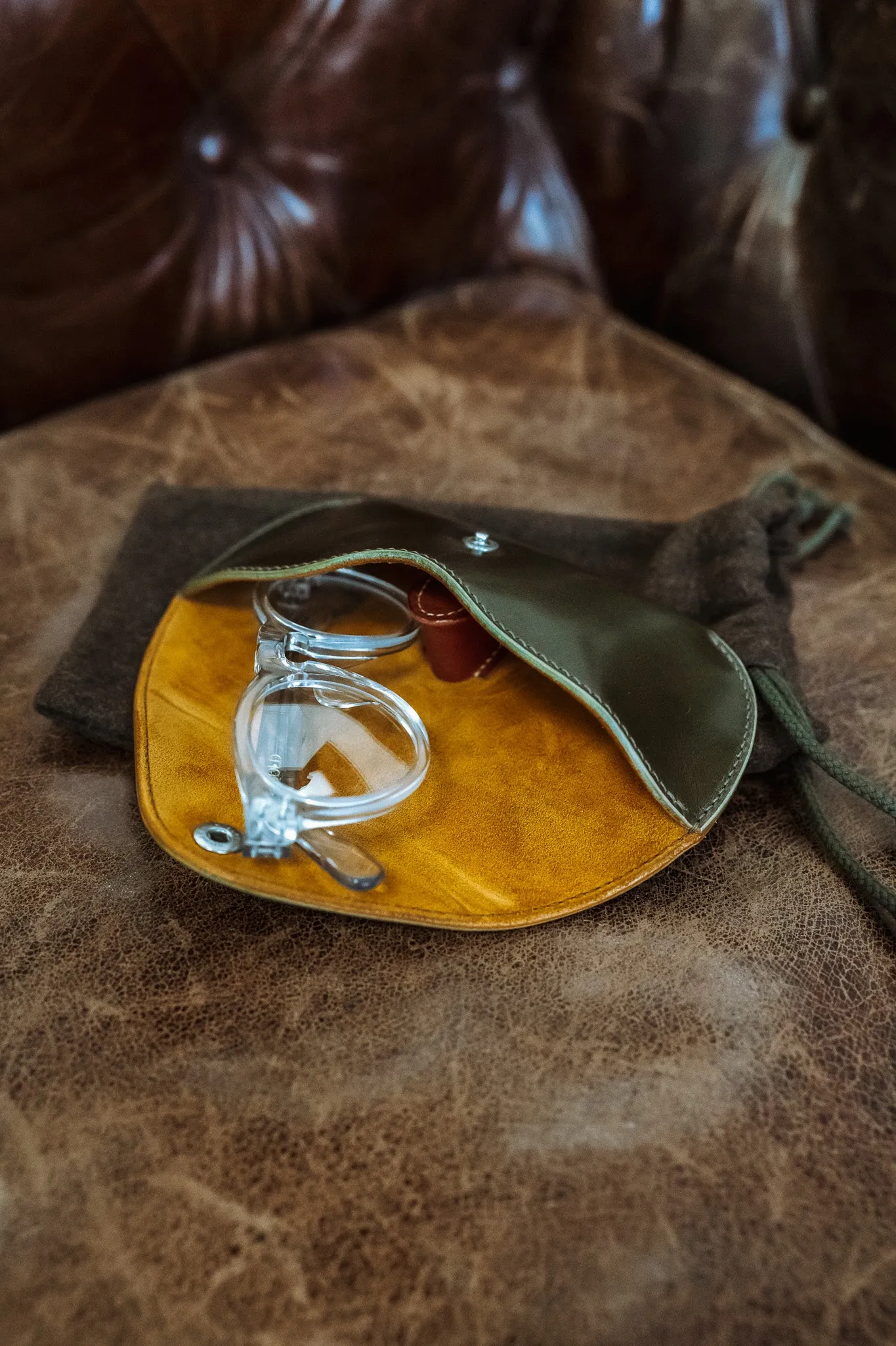 Gizemo Leathers Shell Cordovan Glasses Case - Olive sold by Iron Heart product image thumbnail 5