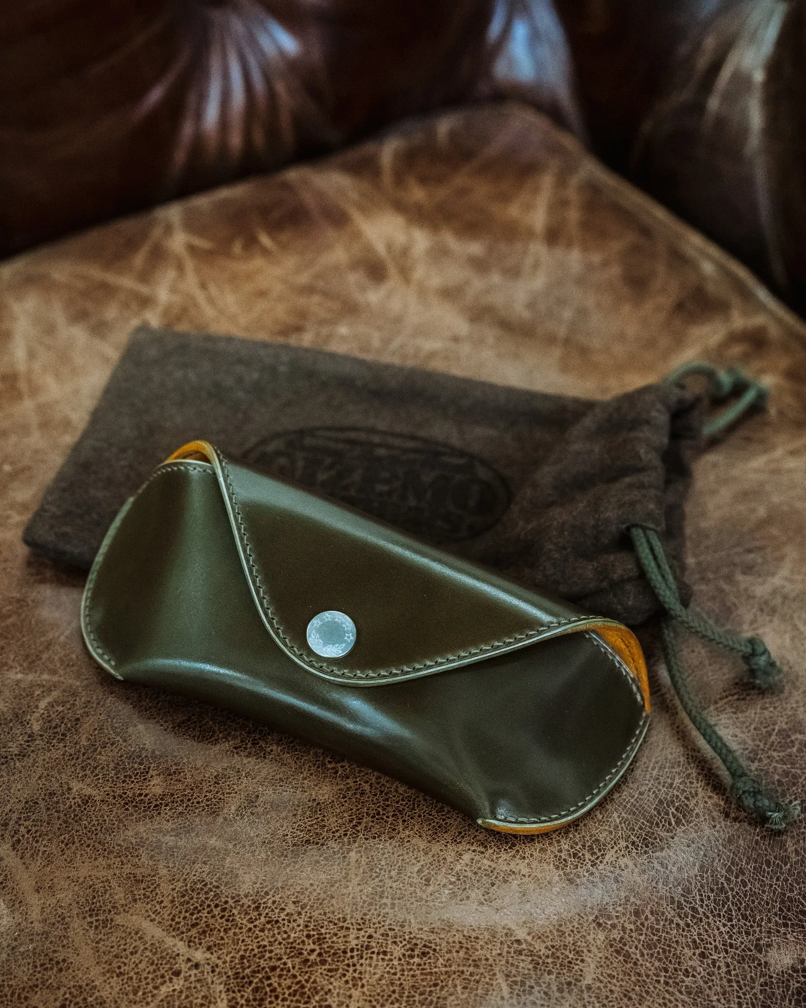 Gizemo Leathers Shell Cordovan Glasses Case - Olive sold by Iron Heart product image thumbnail 3