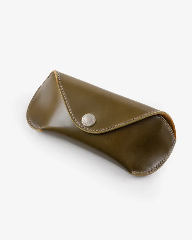 Gizemo Leathers Shell Cordovan Glasses Case - Olive sold by Iron Heart