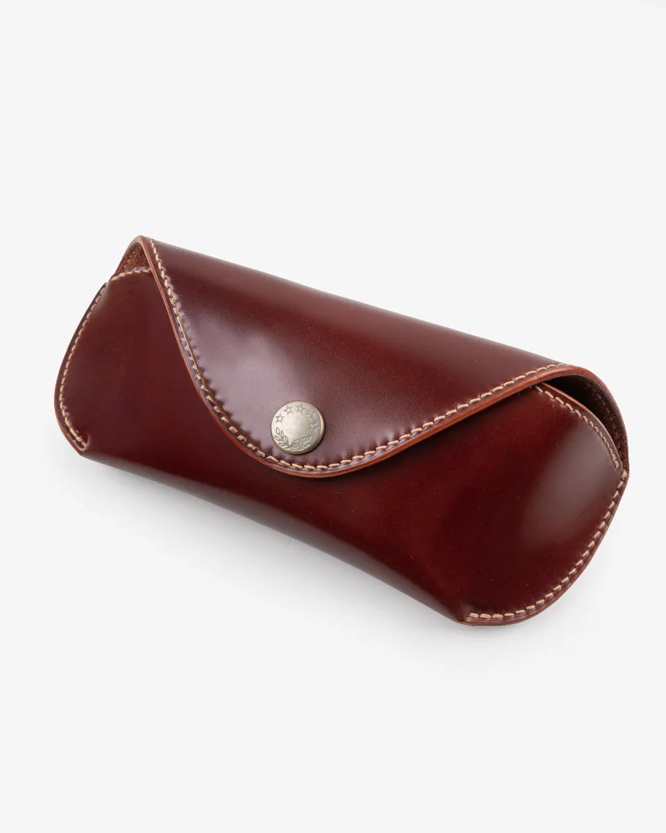 Gizemo Leathers Shell Cordovan Glasses Case - Burgundy sold by Iron Heart