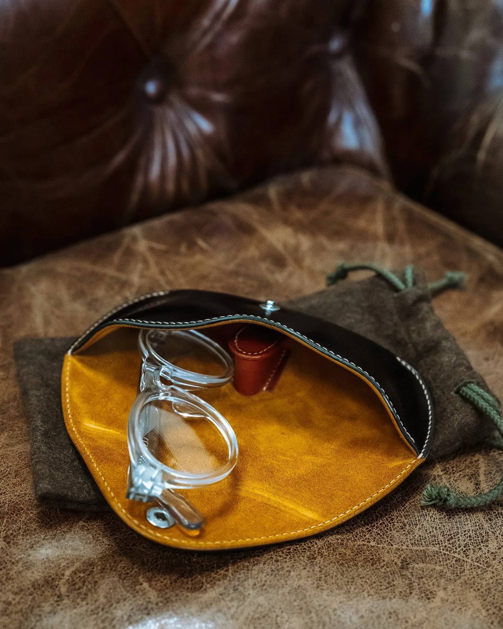 Gizemo Leathers Shell Cordovan Glasses Case - Black sold by Iron Heart product image thumbnail 5