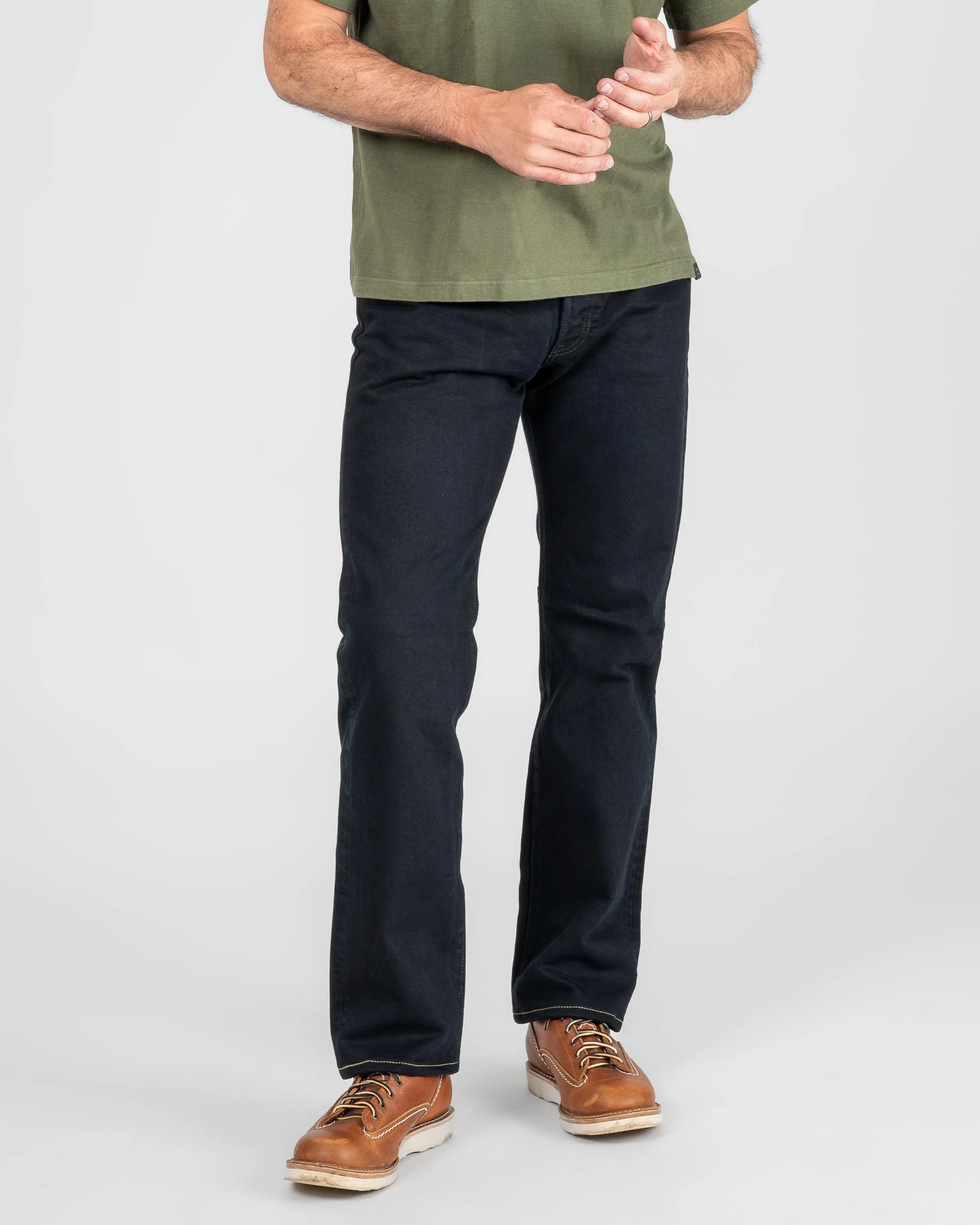 14oz Selvedge Denim Straight Cut Jeans - Indigo Overdyed Black sold by Iron Heart product image thumbnail 2