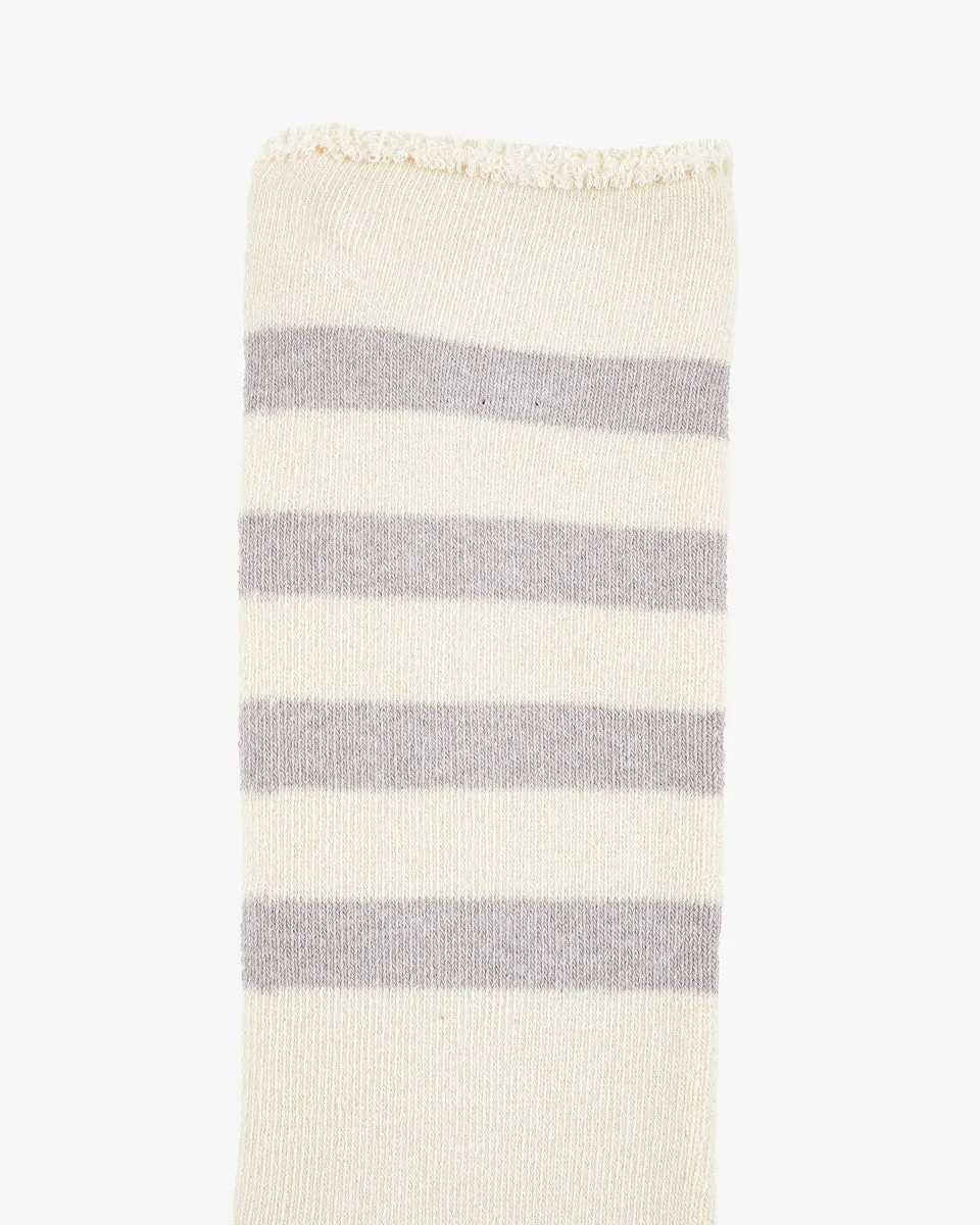 Decka Showatabé Organic Striped Pile Socks - Ecru x Purple sold by Iron Heart product image thumbnail 2