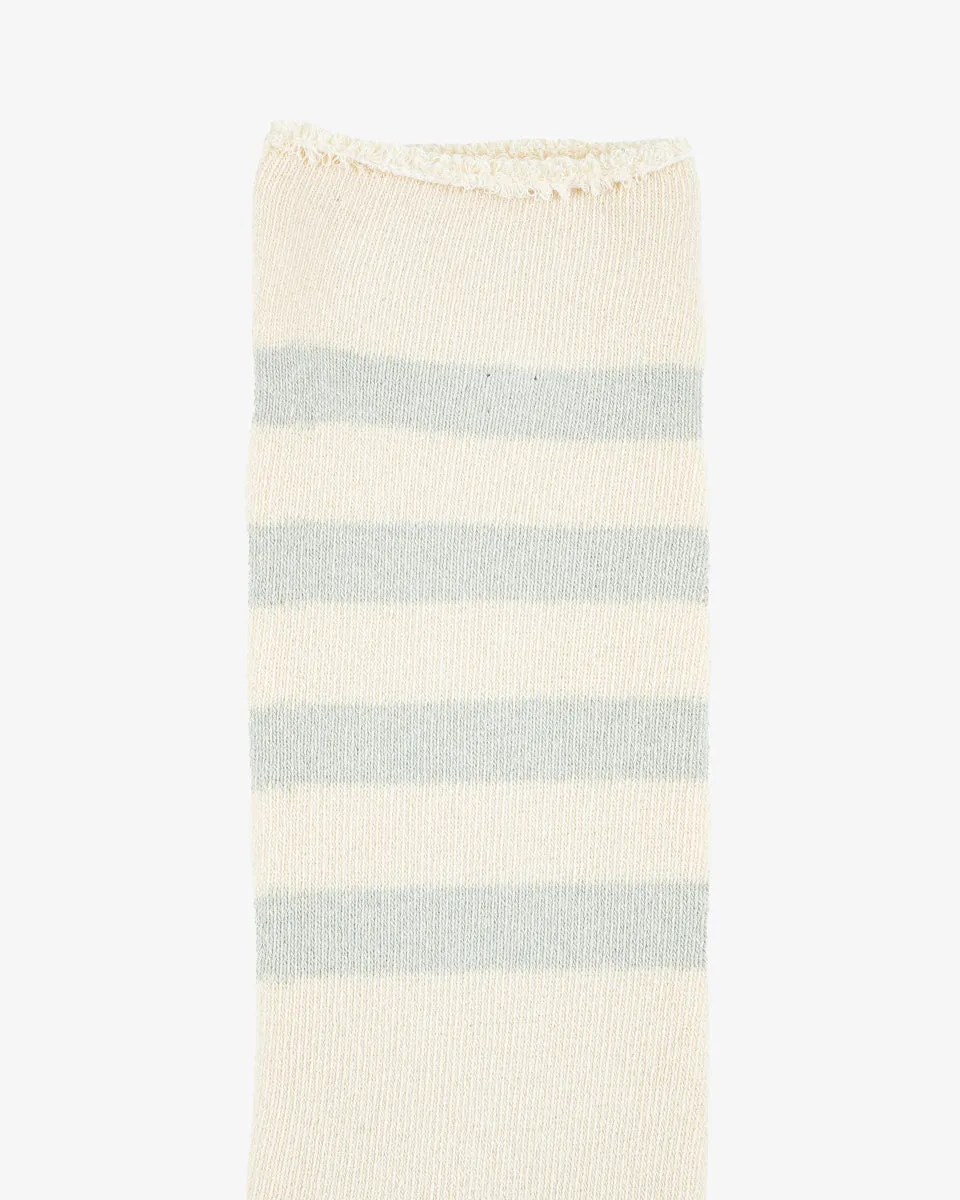 Decka Showatabé Organic Striped Pile Socks - Ecru x Blue sold by Iron Heart product image thumbnail 2