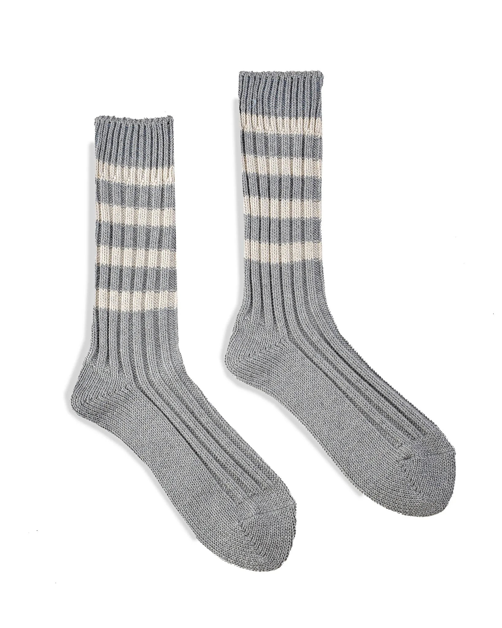Decka Heavyweight Socks / Stripes - Grey x Ivory sold by Iron Heart
