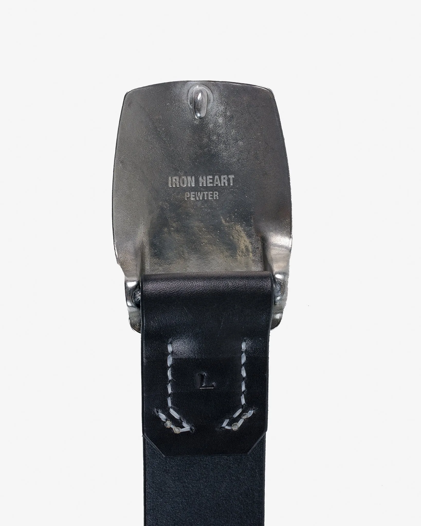 Heavy Plate Pewter Buckle Tochigi Leather Belt - Black sold by Iron Heart product image thumbnail 3
