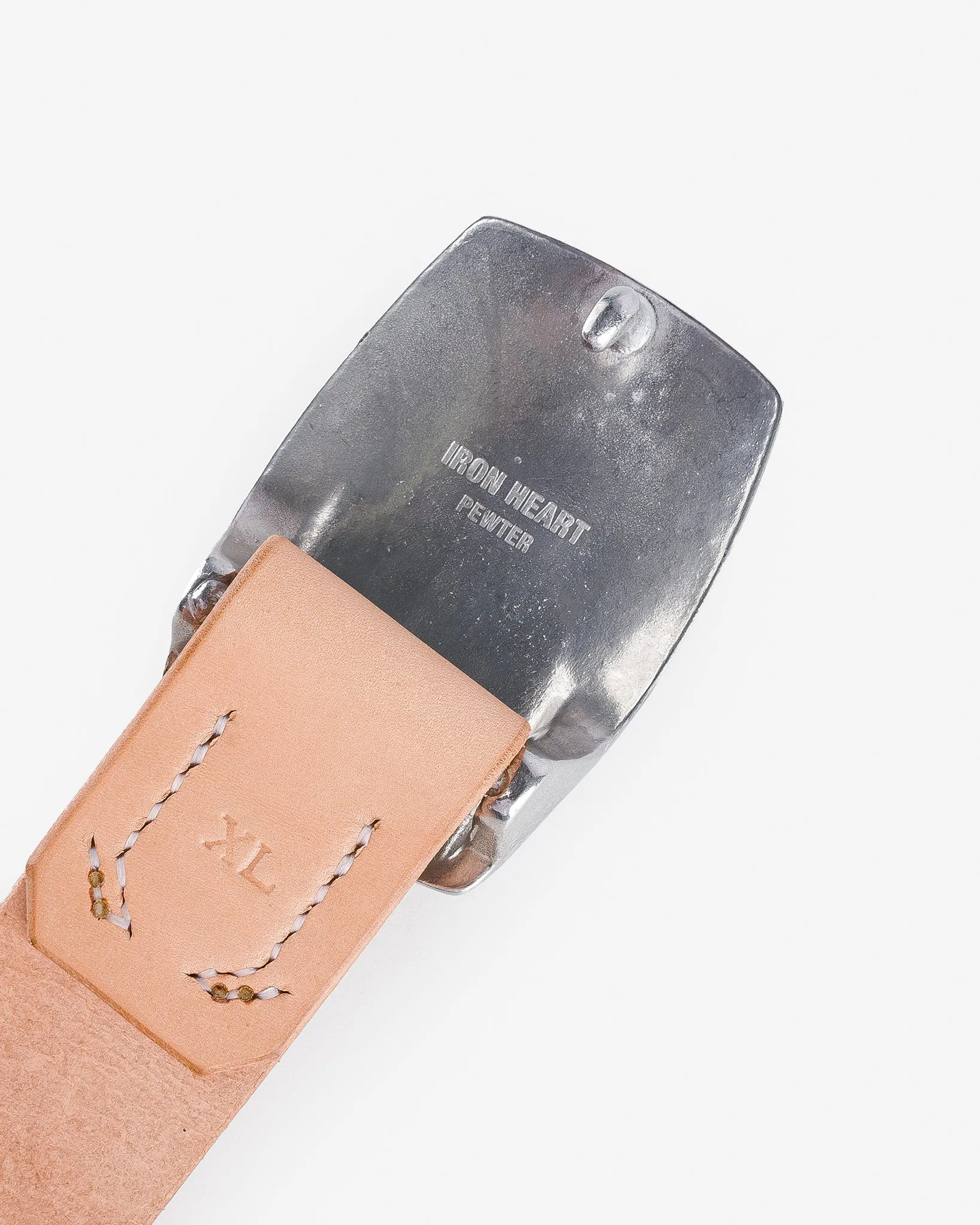 Heavy Plate Pewter Buckle Tochigi Leather Belt - Natural sold by Iron Heart product image thumbnail 4