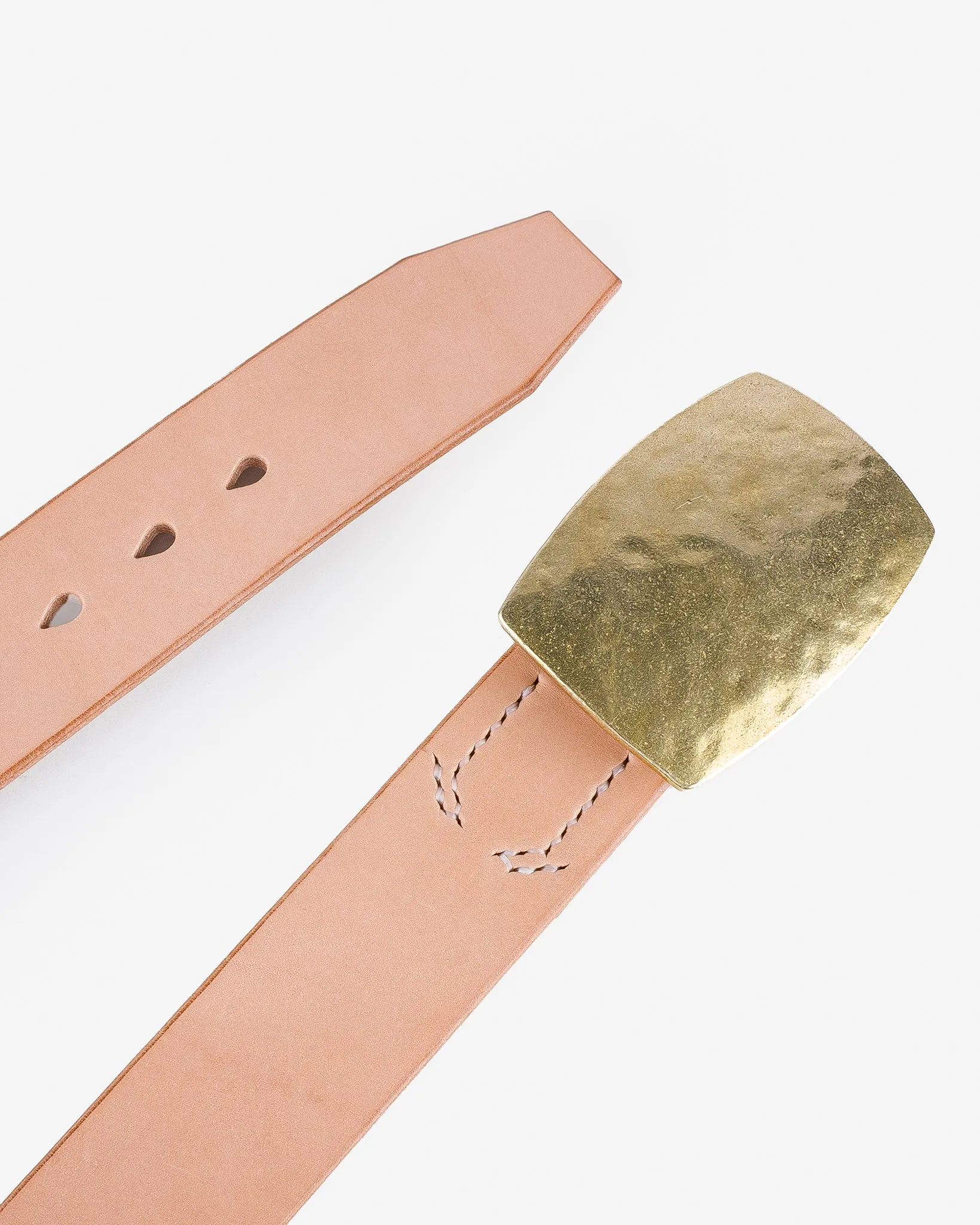 Heavy Plate Brass Buckle Tochigi Leather Belt - Natural sold by Iron Heart product image thumbnail 3