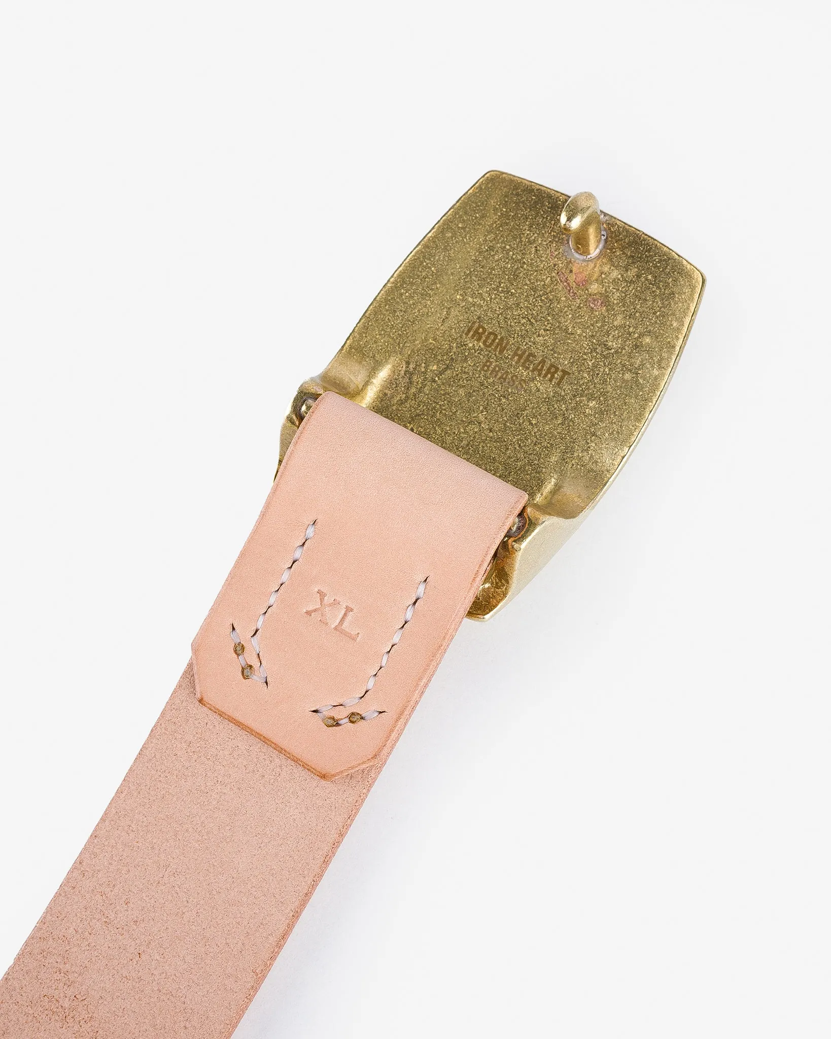 Heavy Plate Brass Buckle Tochigi Leather Belt - Natural sold by Iron Heart product image thumbnail 4