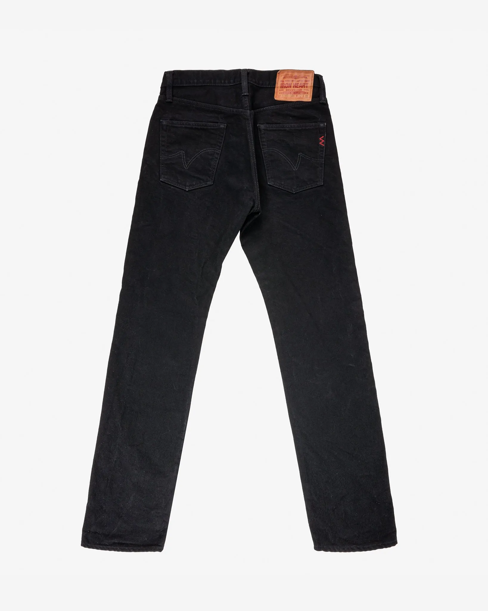 14oz Selvedge Denim Slim Tapered Cut Jeans - Black/Black (IH-634S-142bb) Tag 32, Hemmed to 30.5" sold by Iron Heart product image thumbnail 2
