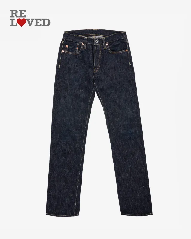 16oz Slubby Selvedge Denim Straight Cut Jeans - Indigo (IH-634S-SLB) Tag 28, Hemmed to 32.3" sold by Iron Heart