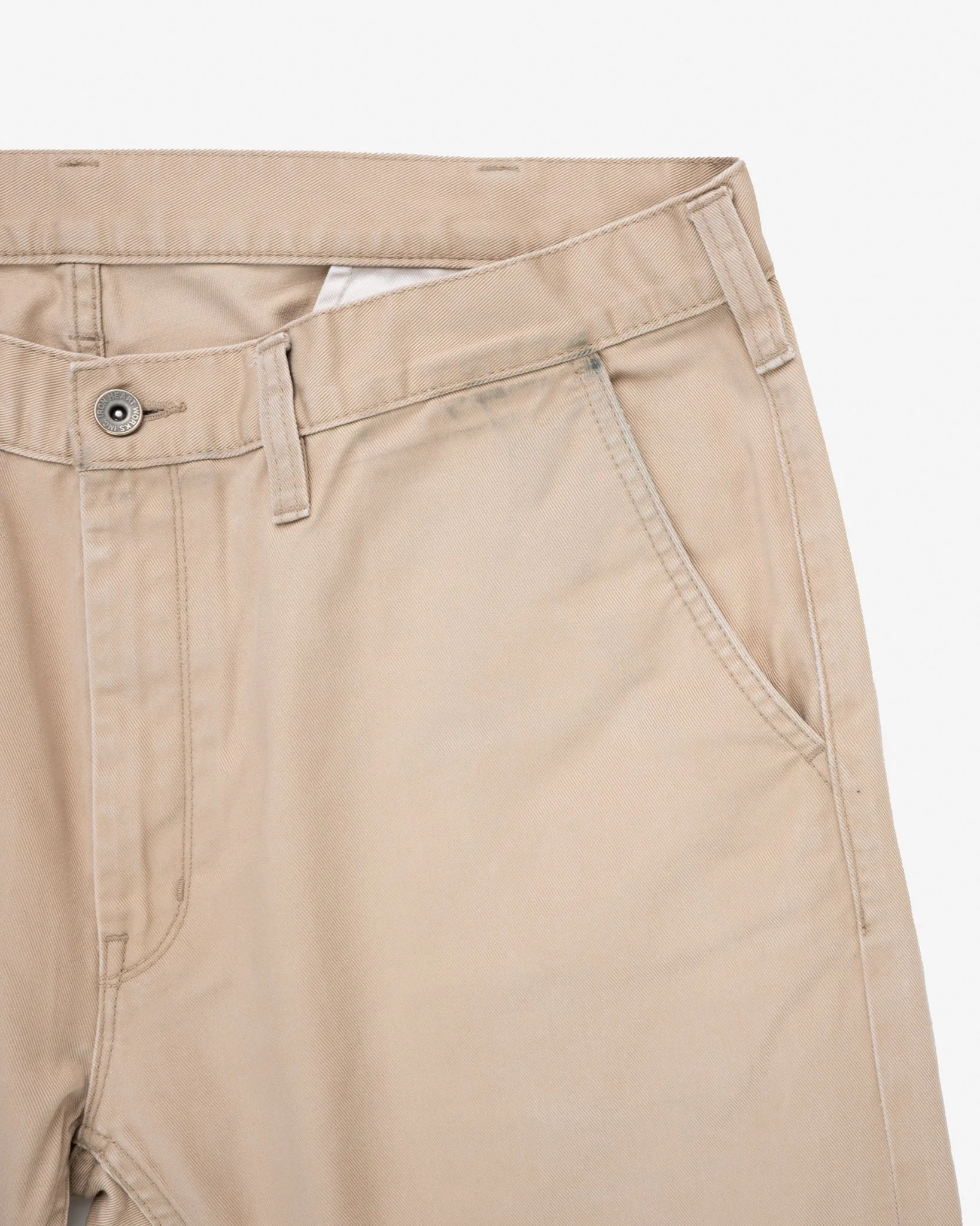 9oz Mercerised Selvedge Cotton Slim Tapered Chinos - Khaki (IH-721-KHA) Tag 40, Hemmed to 29.0'' sold by Iron Heart product image thumbnail 3