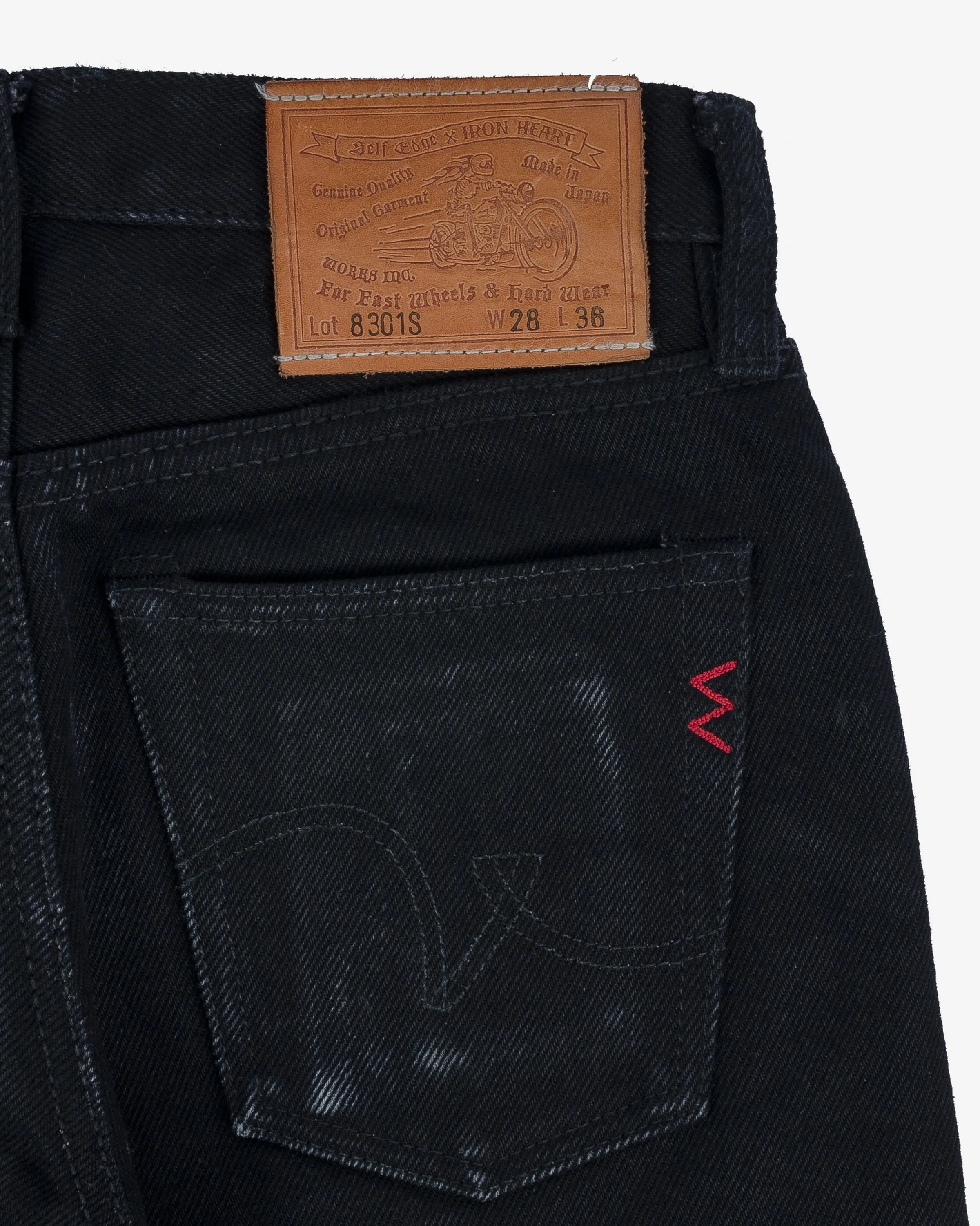 21oz Selvedge Denim Slim-Tapered Cut Jeans - Black (IH-8301S) Tag 28, Hemmed to 31.0'' sold by Iron Heart product image thumbnail 3