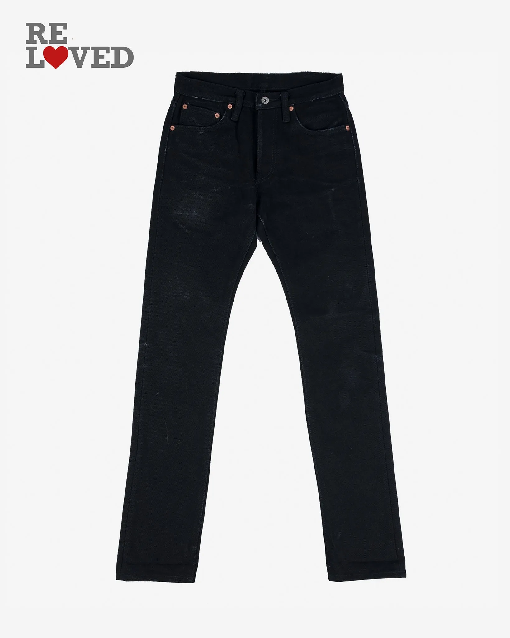 21oz Selvedge Denim Slim-Tapered Cut Jeans - Black (IH-8301S) Tag 28, Hemmed to 31.0'' sold by Iron Heart