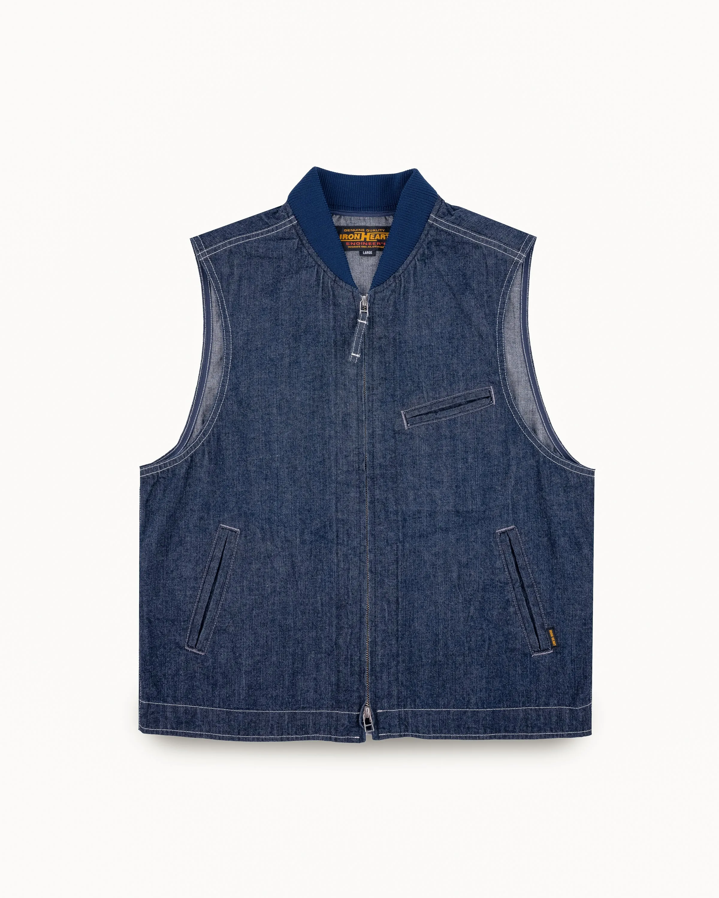 10oz Selvedge Denim Work Vest - Indigo sold by Iron Heart