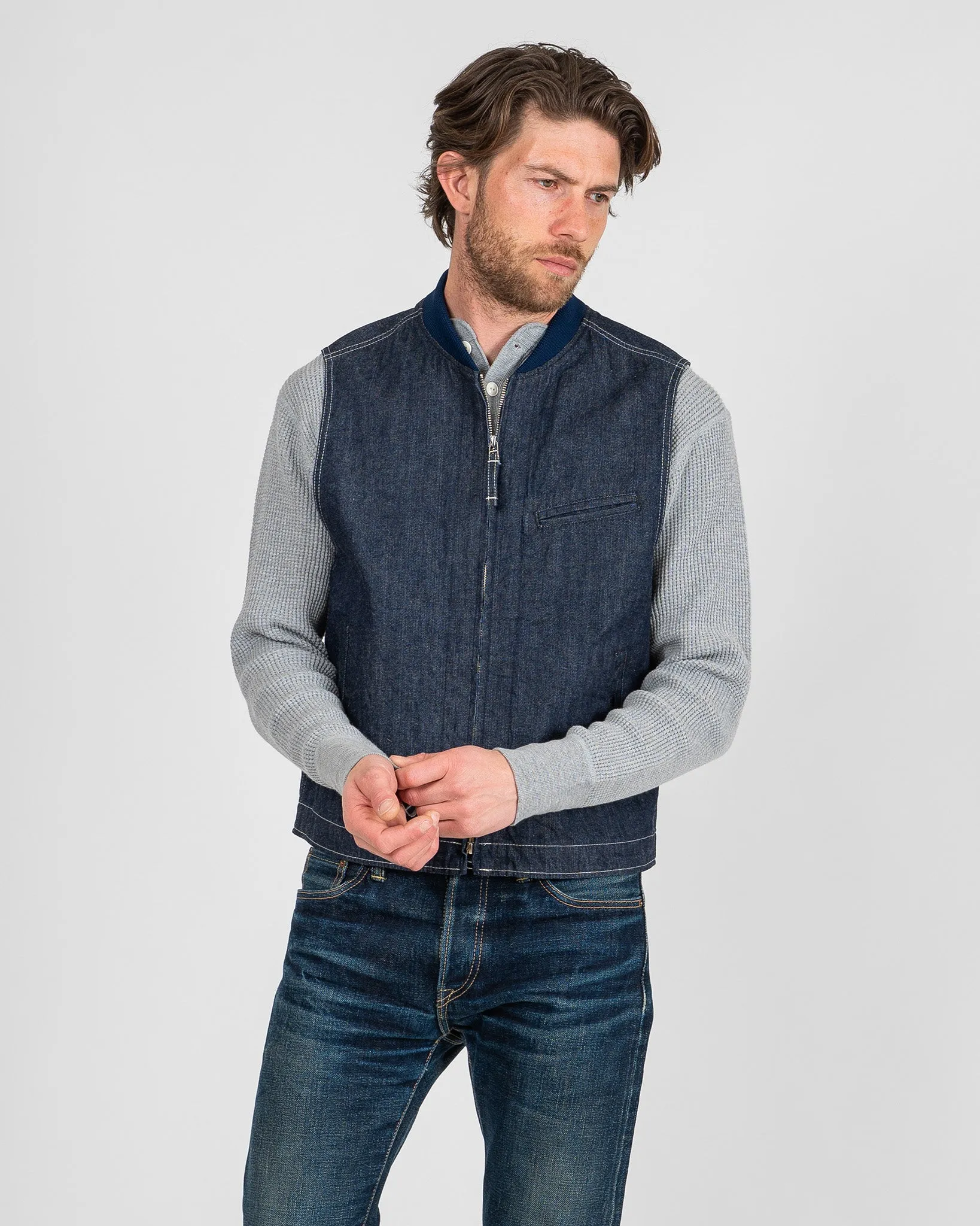 10oz Selvedge Denim Work Vest - Indigo sold by Iron Heart product image thumbnail 2