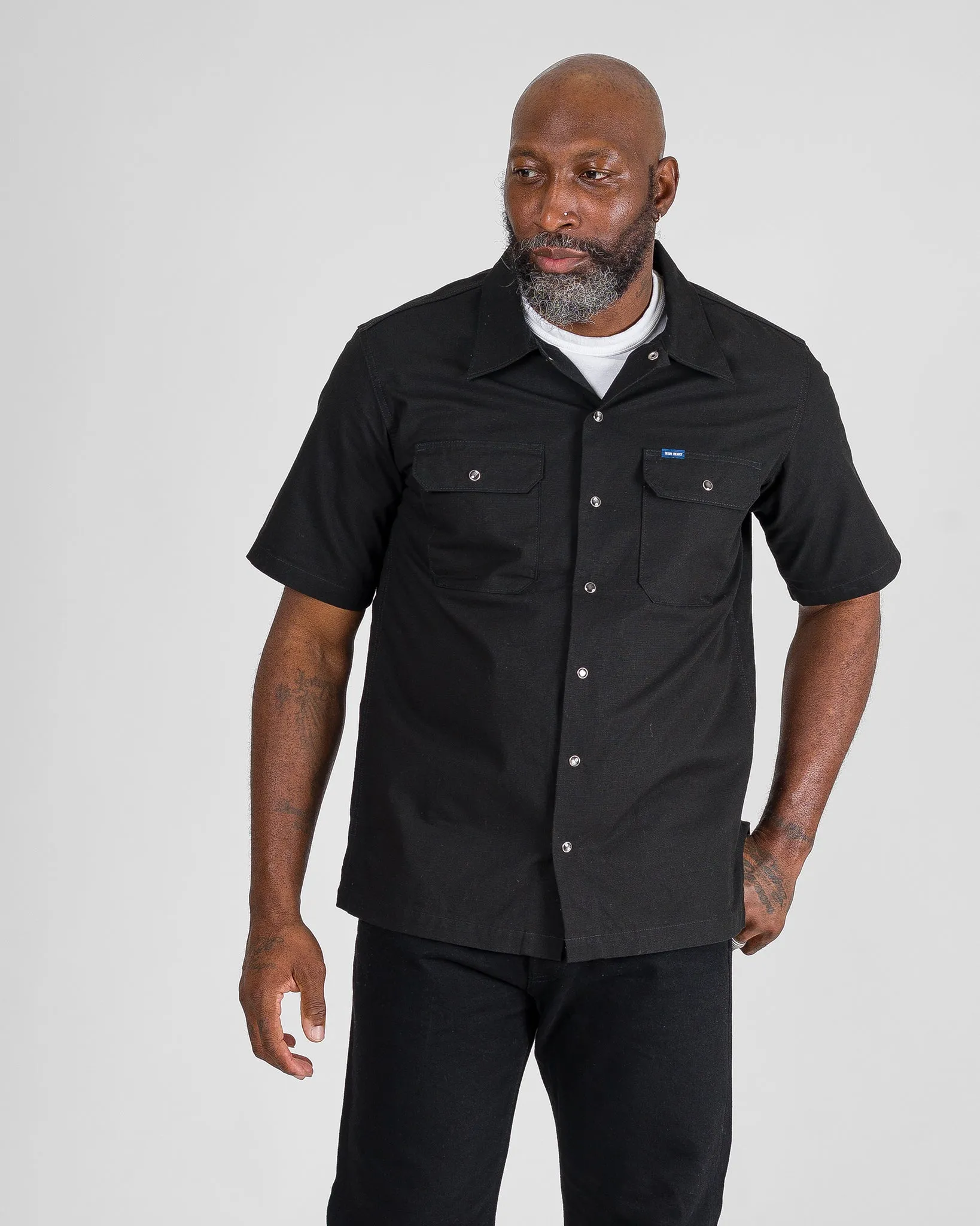 8oz Ripstop Short Sleeved Mechanic Shirt - Black sold by Iron Heart product image thumbnail 2