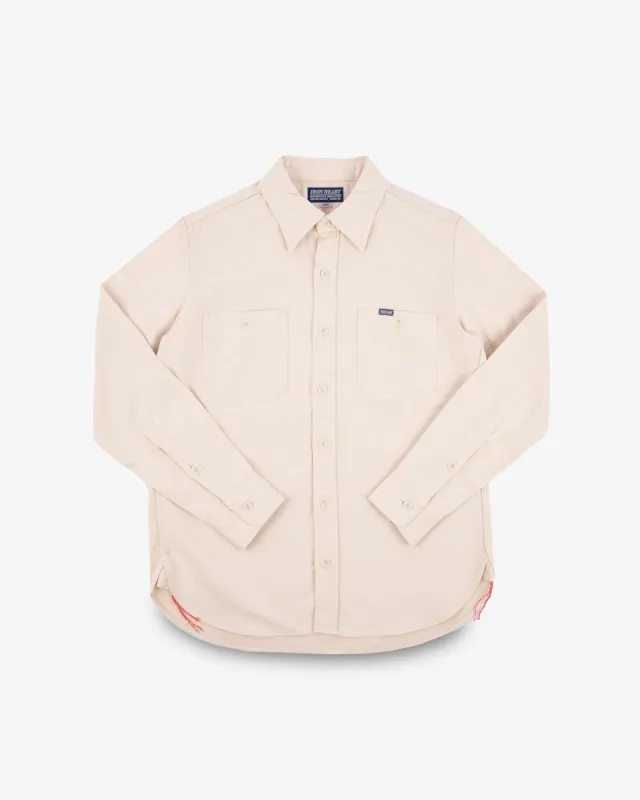 9oz Cotton Linen Work Shirt - Off White sold by Iron Heart