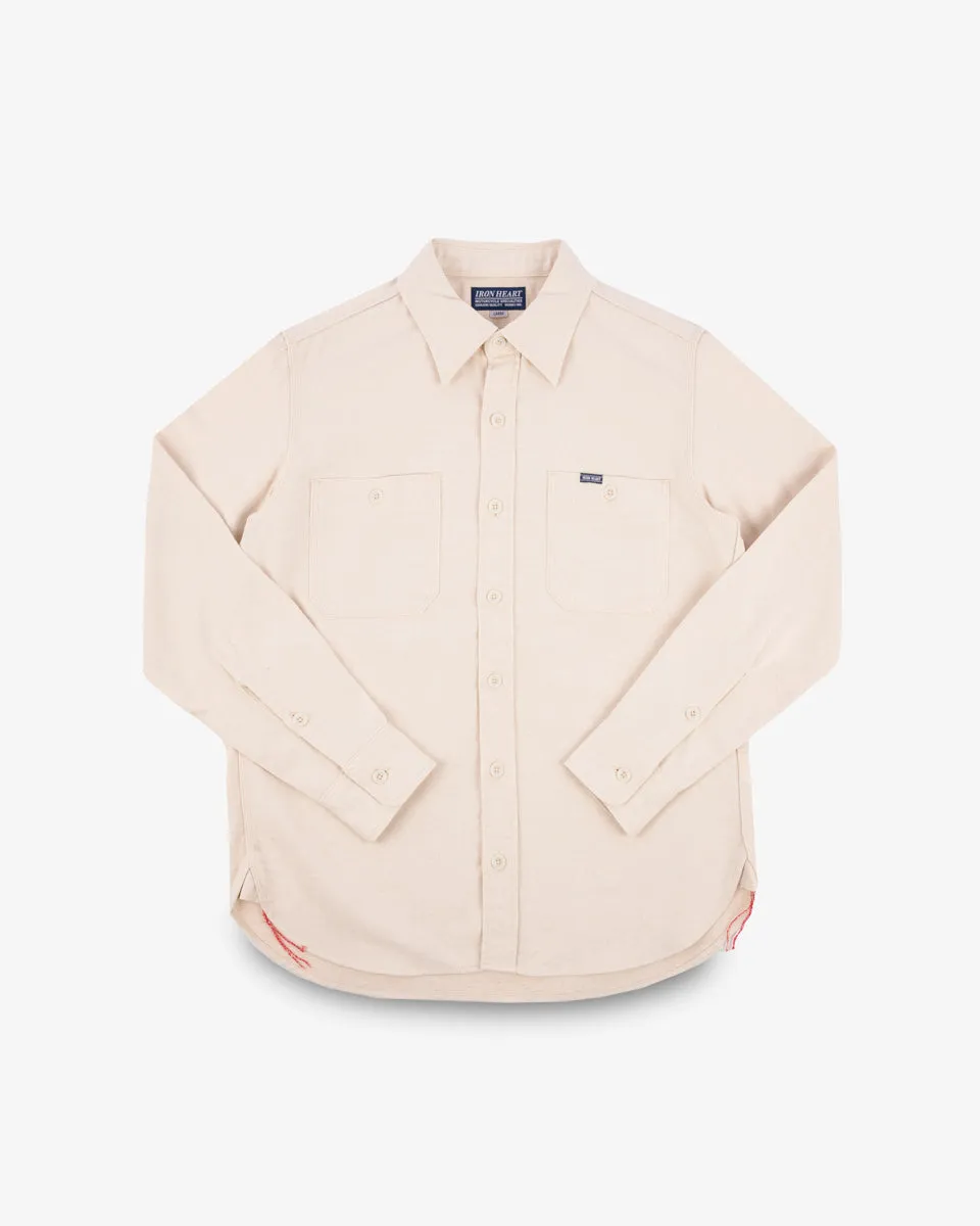 9oz Cotton Linen Work Shirt - Off White sold by Iron Heart