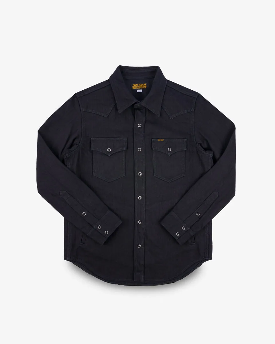14oz Herringbone CPO Western Shirt - Black sold by Iron Heart