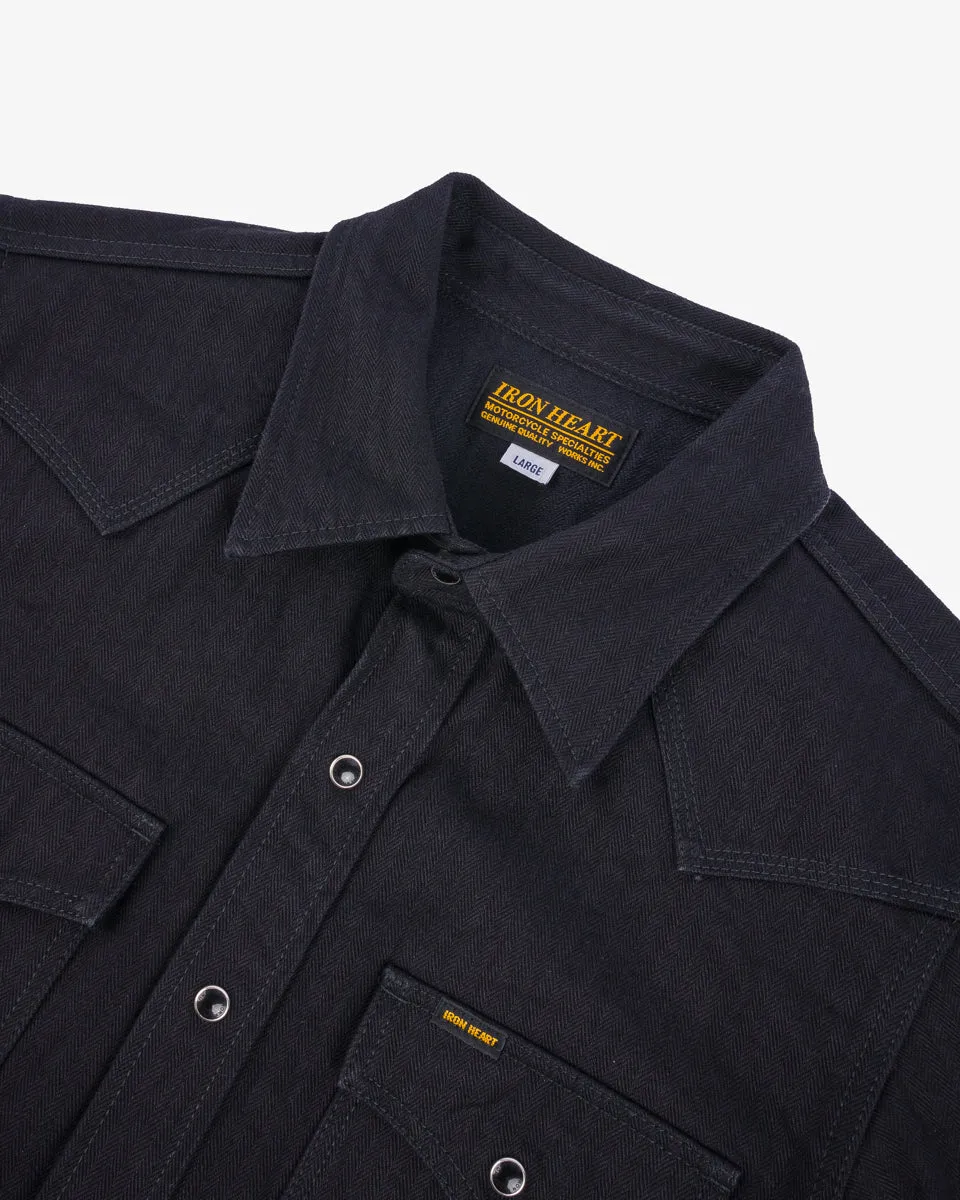 14oz Herringbone CPO Western Shirt - Black sold by Iron Heart product image thumbnail 2