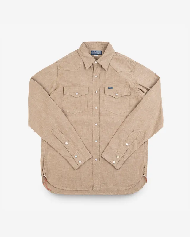 10oz Selvedge Chambray Western Shirt - Khaki sold by Iron Heart