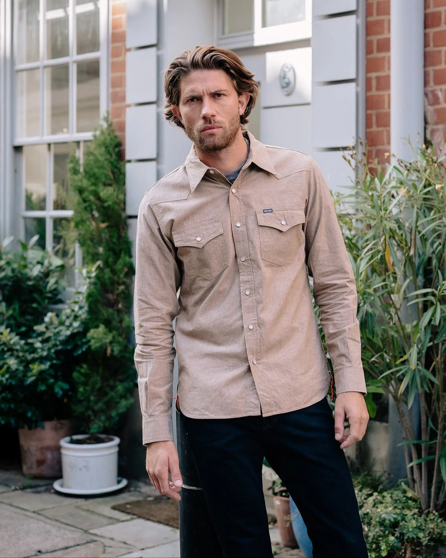 10oz Selvedge Chambray Western Shirt - Khaki sold by Iron Heart product image thumbnail 4