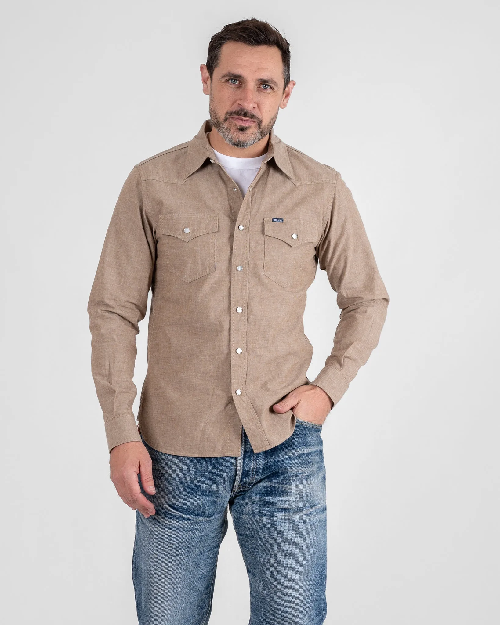 10oz Selvedge Chambray Western Shirt - Khaki sold by Iron Heart product image thumbnail 2