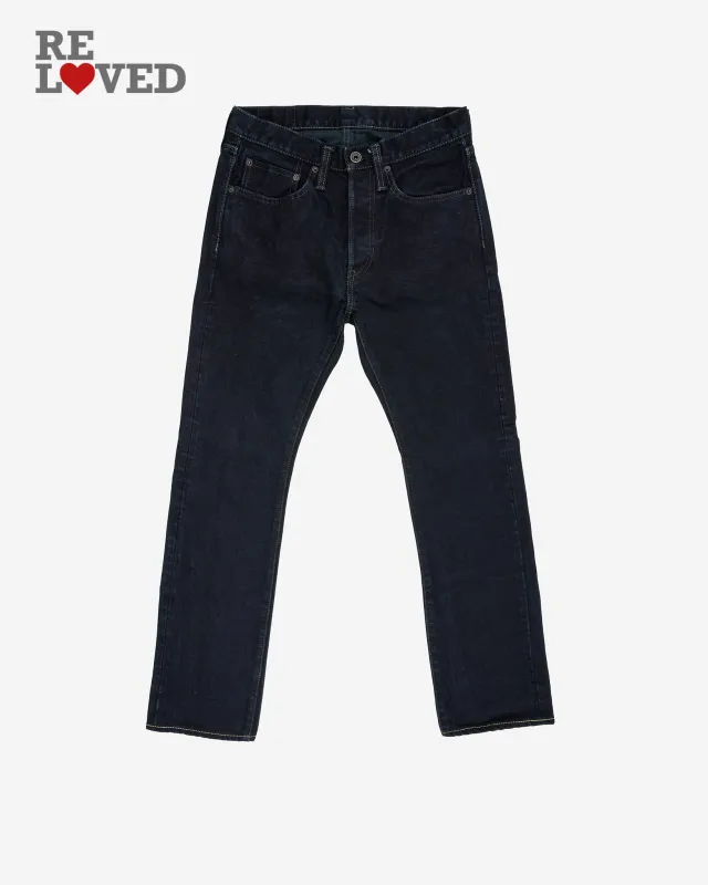 14oz Selvedge Denim Super Slim Cut Jeans - Indigo Overdyed Black (IH-555S-142od) Tag 30, Hemmed to 29.4 sold by Iron Heart