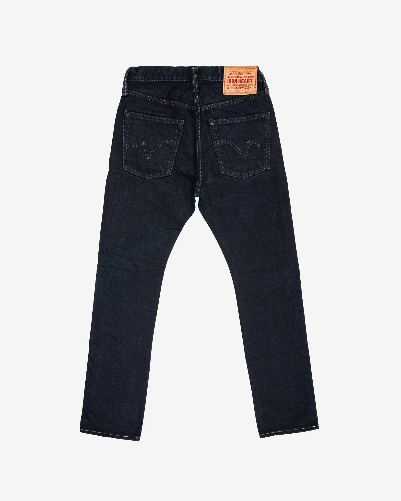 14oz Selvedge Denim Super Slim Cut Jeans - Indigo Overdyed Black (IH-555S-142od) Tag 30, Hemmed to 29.4 sold by Iron Heart product image thumbnail 2