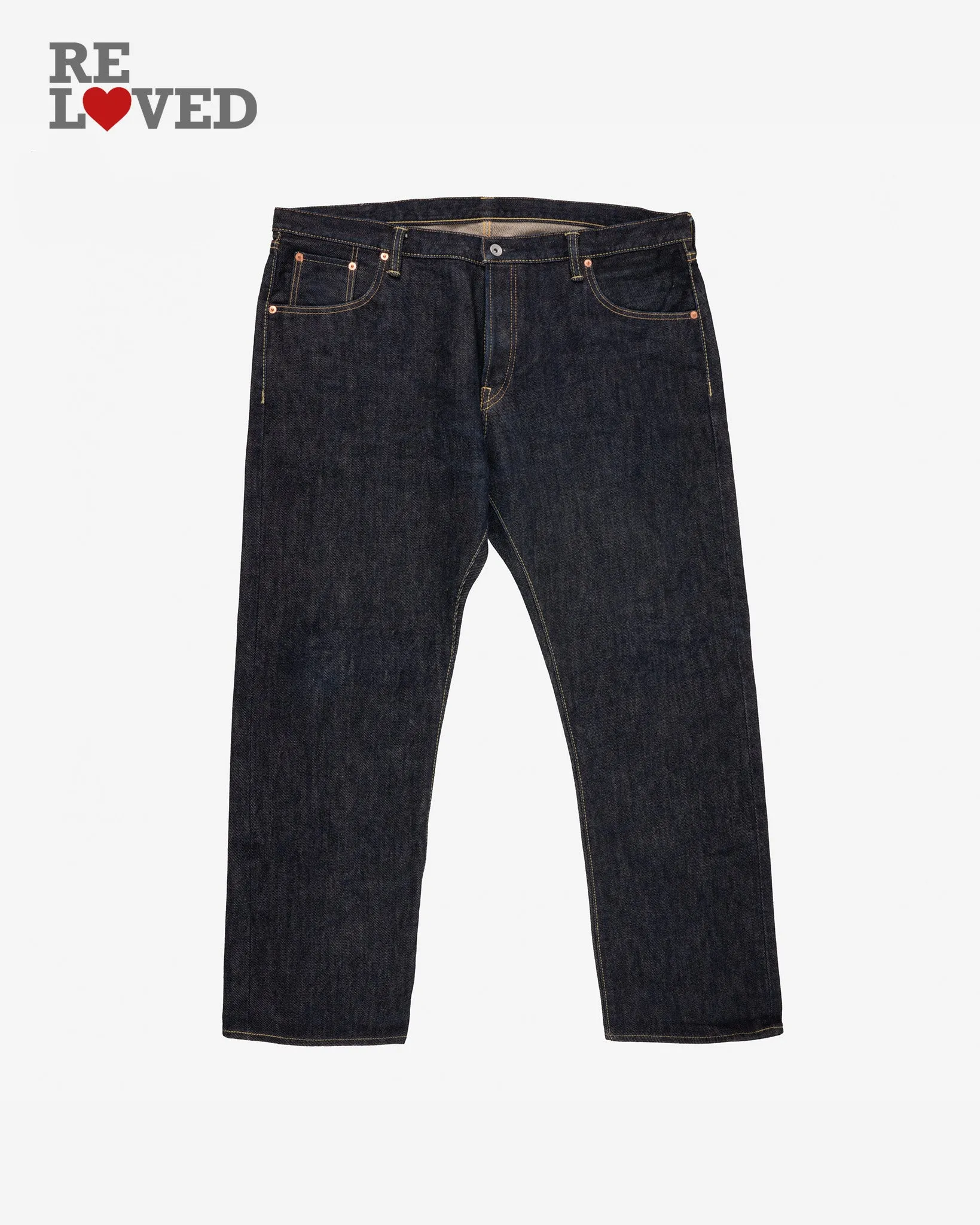 21oz Selvedge Denim Super Slim Cut Jeans - Indigo (IH-555S-21) Tag 44, Hemmed to 28.0'' sold by Iron Heart