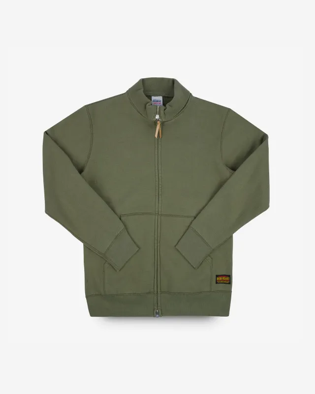 14oz Ultra Heavyweight Loopwheel Cotton Zip Up Sweater - Olive Green sold by Iron Heart