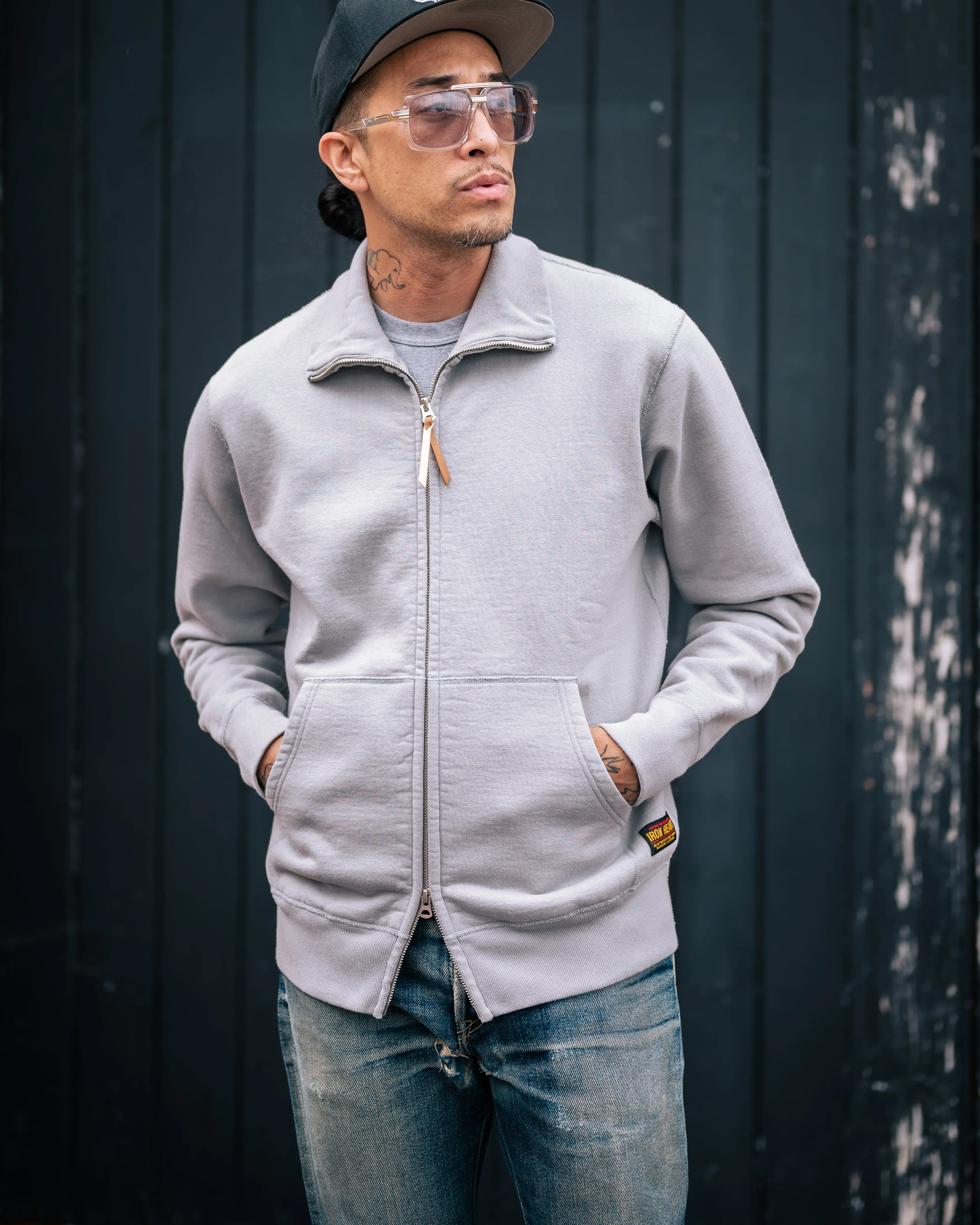 14oz Ultra Heavyweight Loopwheel Cotton Zip Up Sweater - Grey sold by Iron Heart product image thumbnail 4