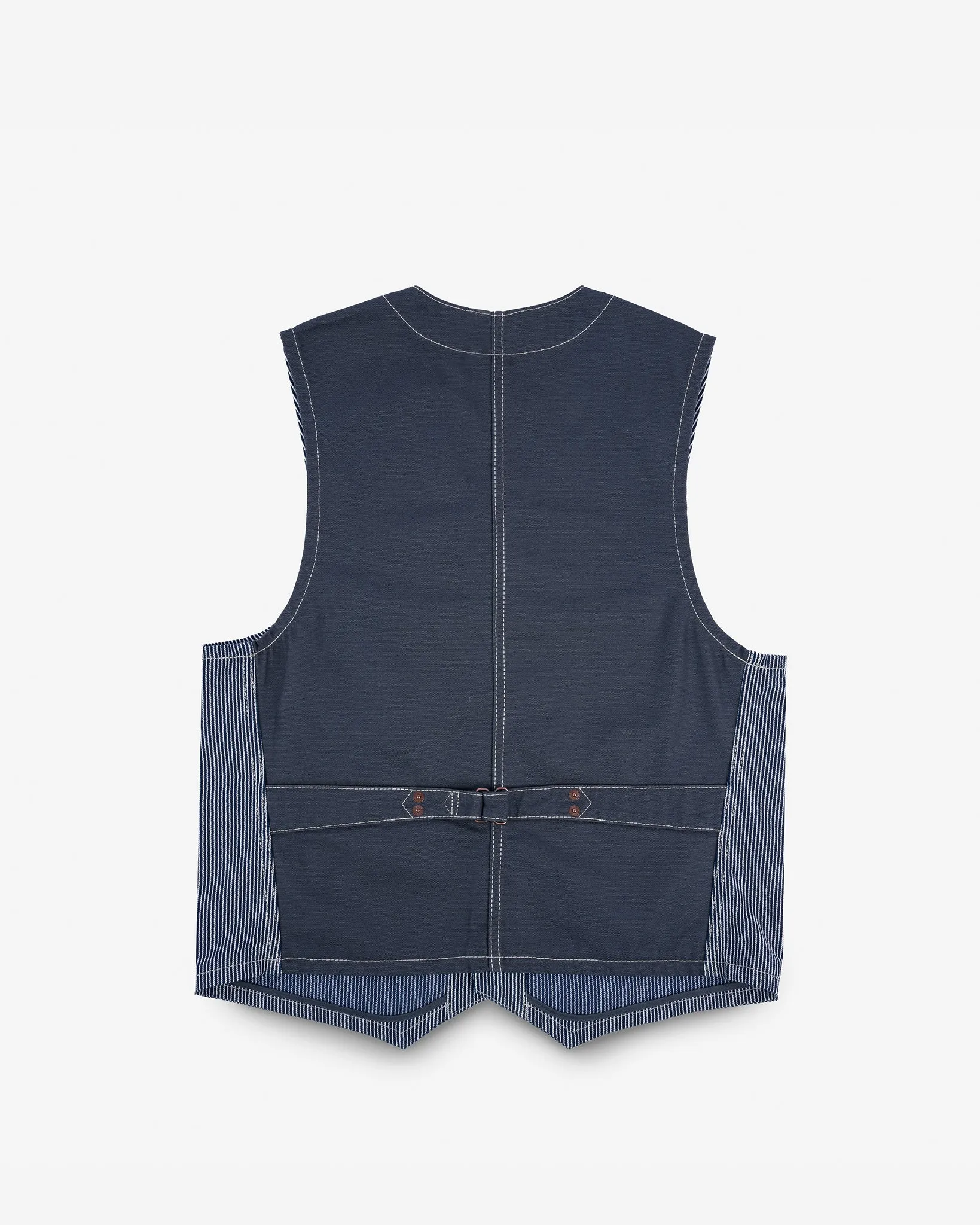 10.5oz Narrow Stripe Hickory Work Vest - Indigo sold by Iron Heart product image thumbnail 3