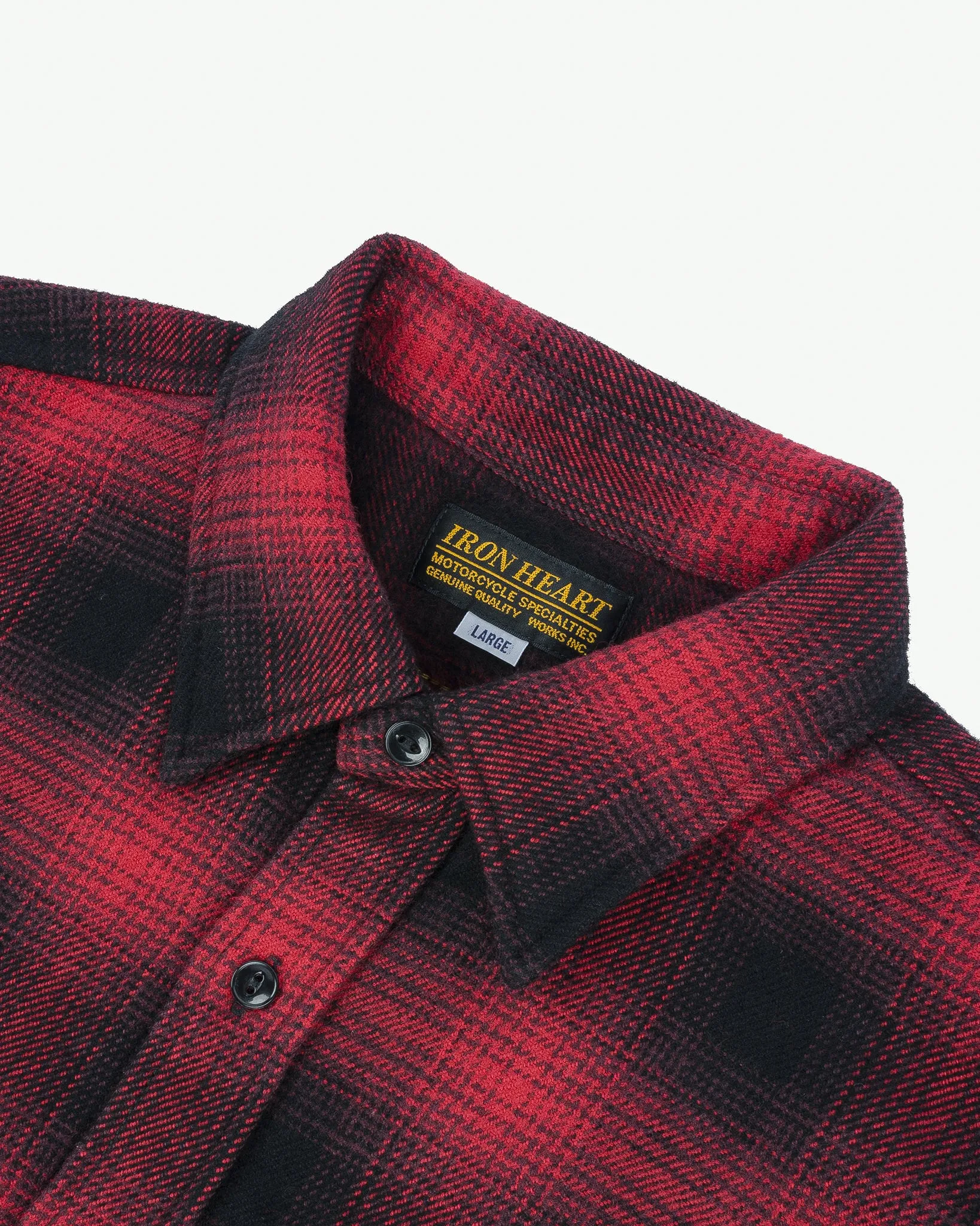Ultra Heavy Flannel Ombré Check Work Shirt - Red/Black sold by Iron Heart product image thumbnail 5
