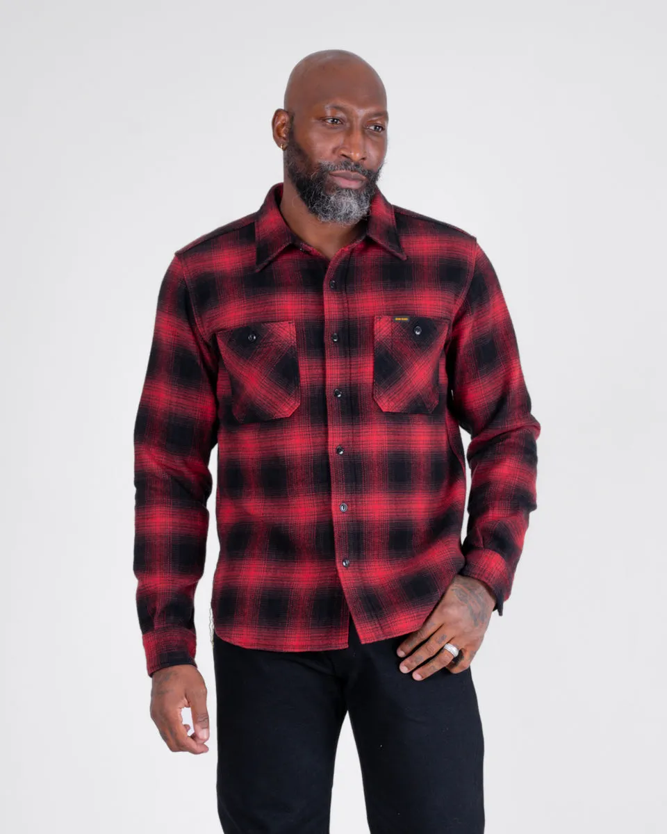 Ultra Heavy Flannel Ombré Check Work Shirt - Red/Black sold by Iron Heart product image thumbnail 2
