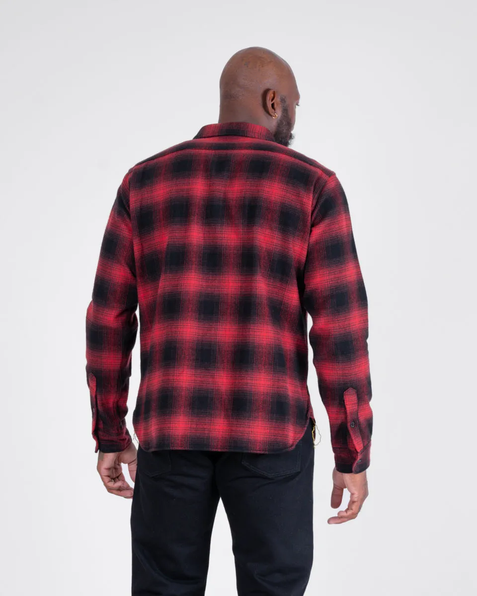 Ultra Heavy Flannel Ombré Check Work Shirt - Red/Black sold by Iron Heart product image thumbnail 3