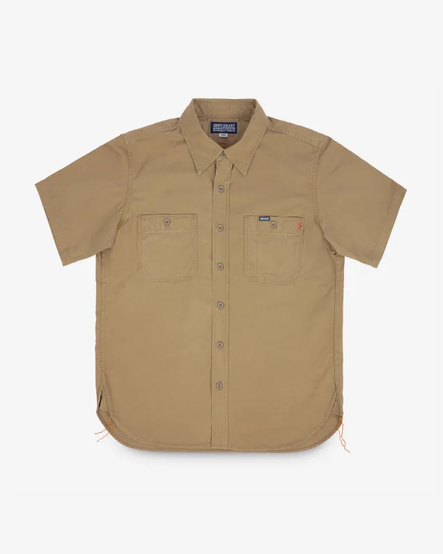 7oz Fatigue Cloth Short Sleeved Work Shirt - Khaki sold by Iron Heart