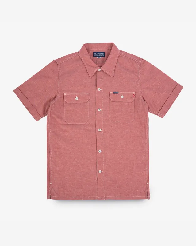 4oz Selvedge Short Sleeved Summer Shirt - Red sold by Iron Heart