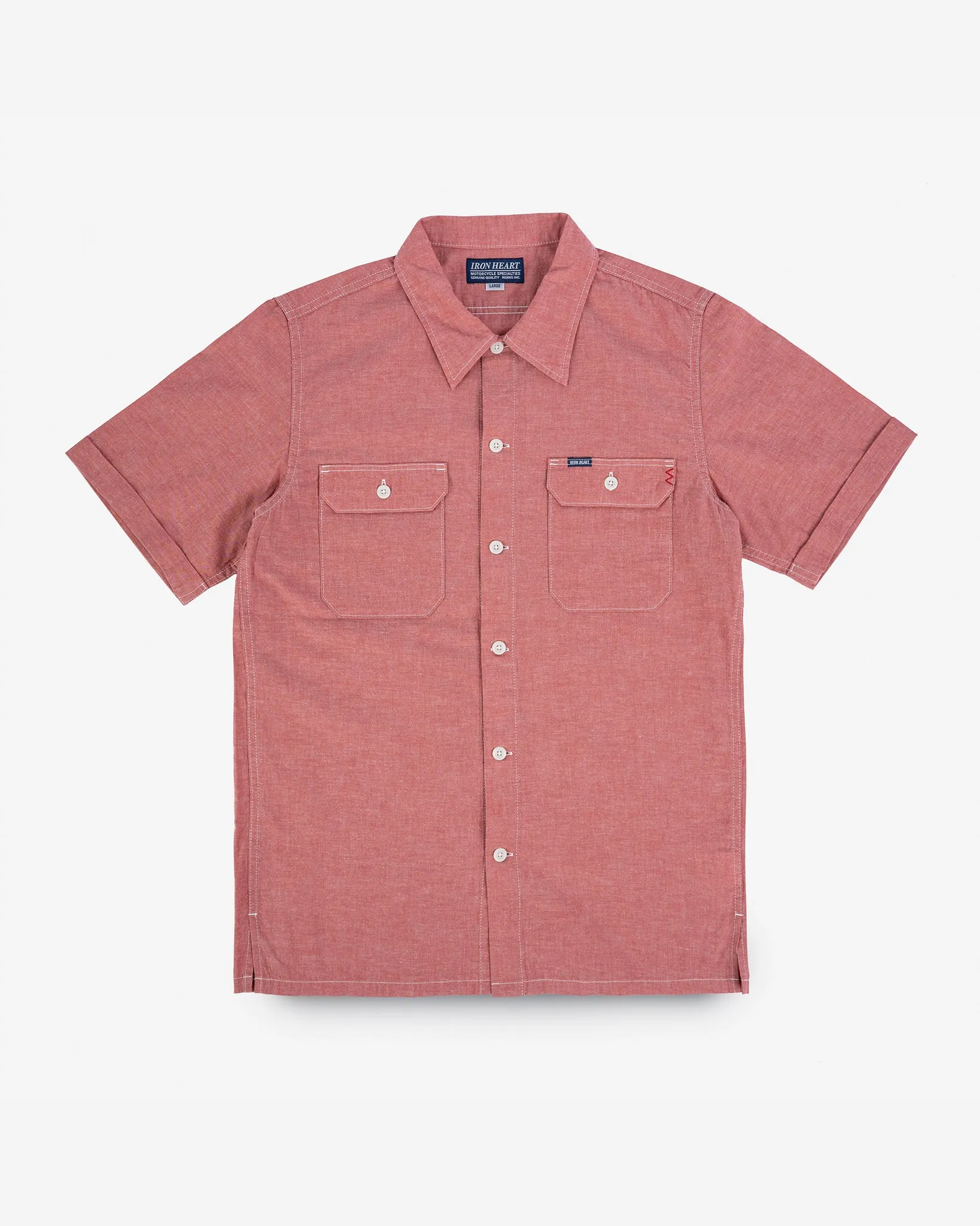 4oz Selvedge Short Sleeved Summer Shirt - Red sold by Iron Heart