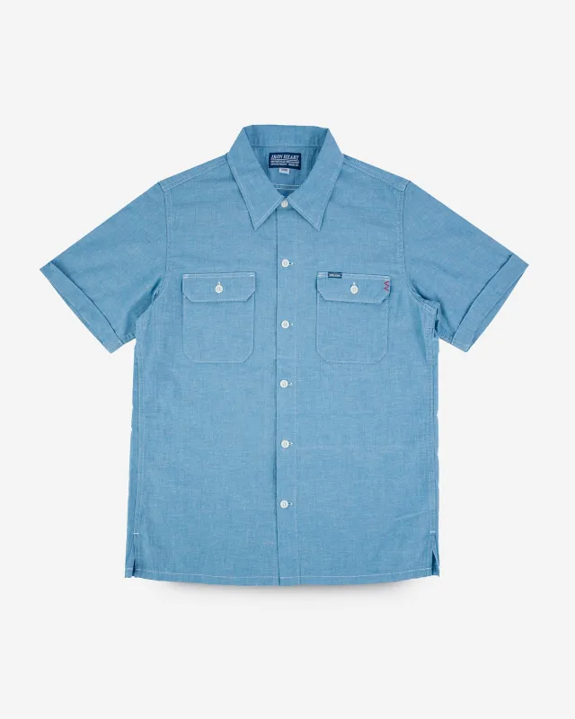 4oz Selvedge Short Sleeved Summer Shirt - Blue sold by Iron Heart