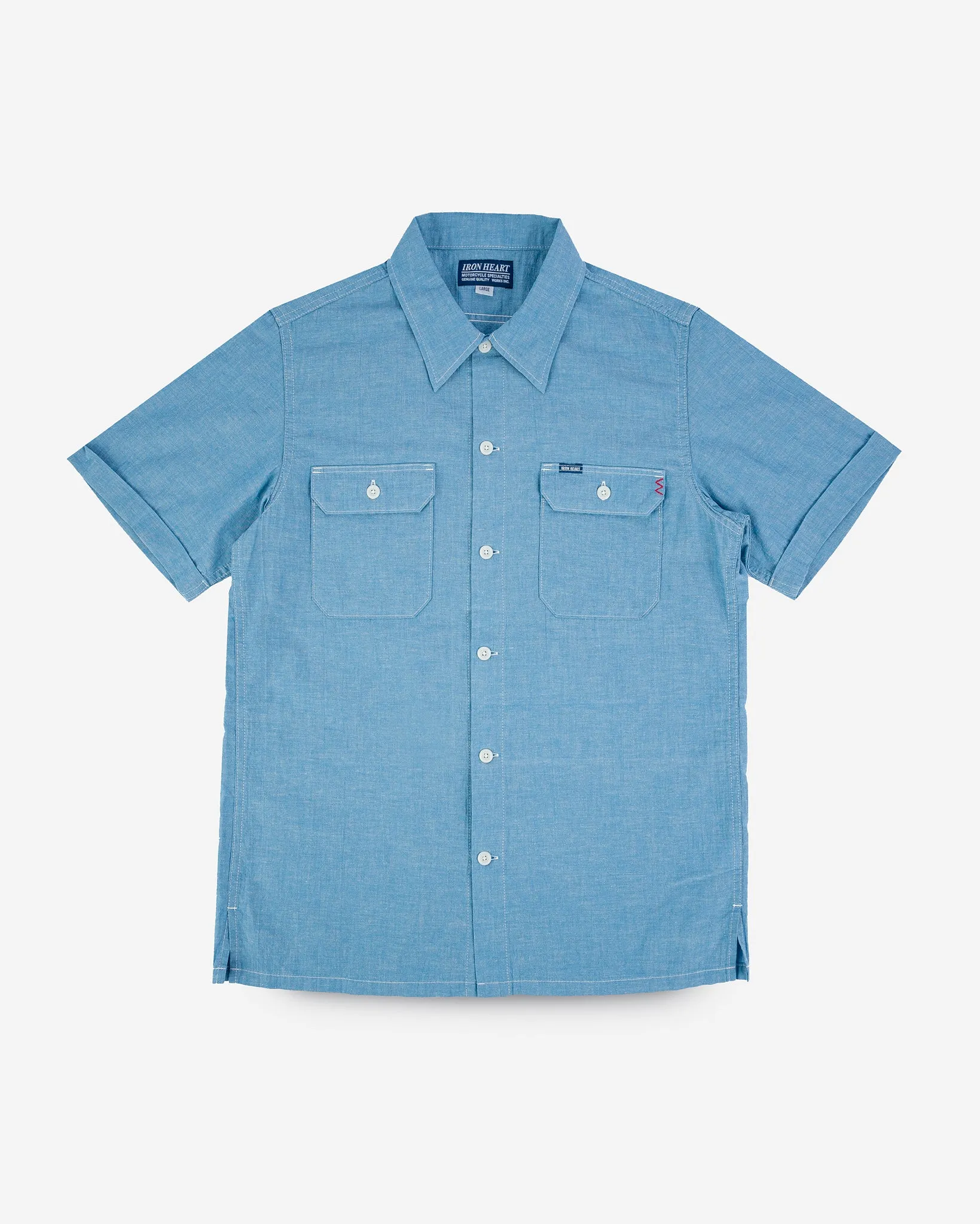 4oz Selvedge Short Sleeved Summer Shirt - Blue sold by Iron Heart