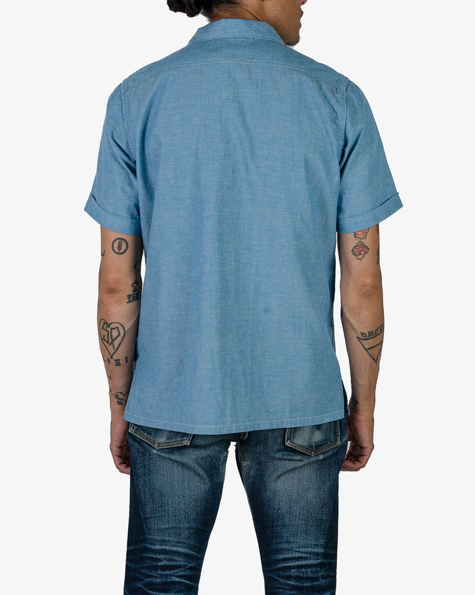 4oz Selvedge Short Sleeved Summer Shirt - Blue sold by Iron Heart product image thumbnail 3