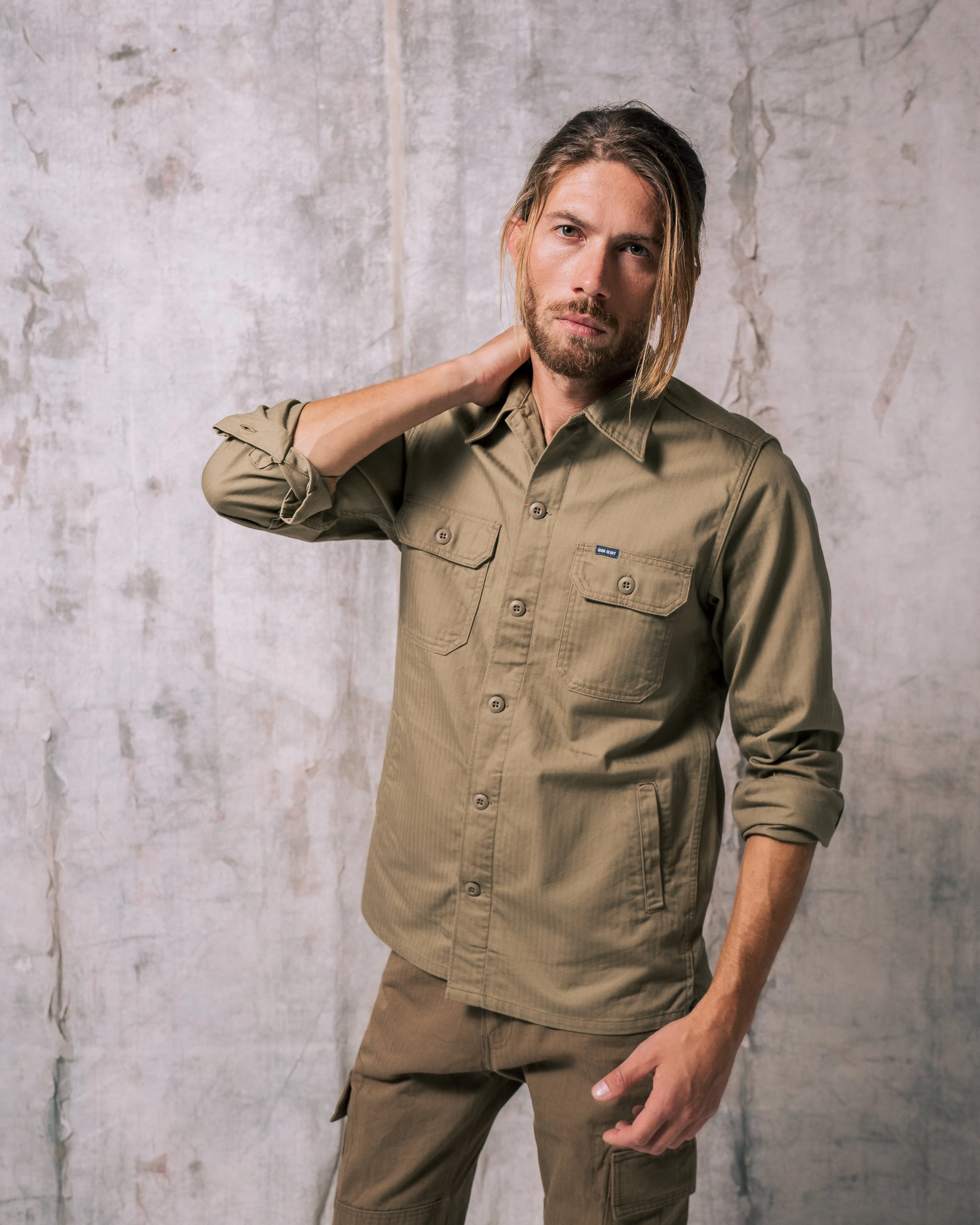 9oz Herringbone Military Shirt - Beige sold by Iron Heart product image thumbnail 4