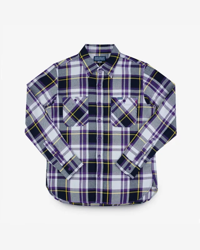 9oz Selvedge American Check Work Shirt - Purple sold by Iron Heart