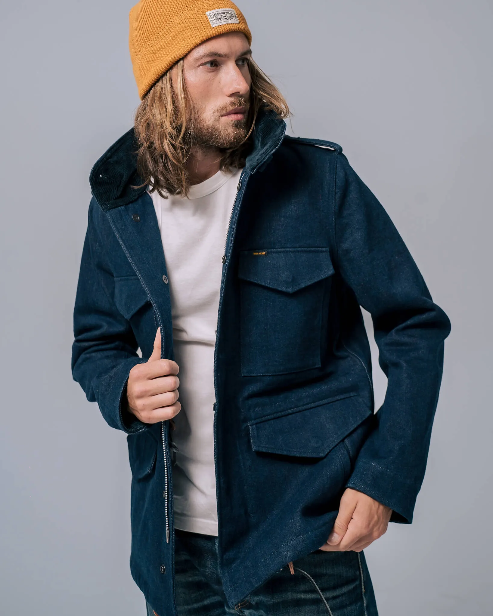 16oz Natural Indigo Selvedge Denim M65 Field Jacket sold by Iron Heart product image thumbnail 4